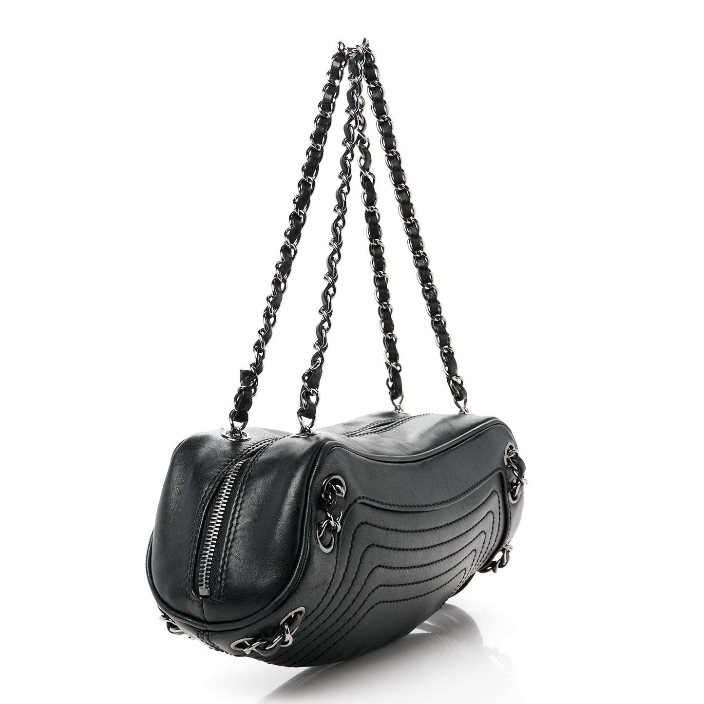 Lambskin Lax Small Tassel Shoulder Bag Black
