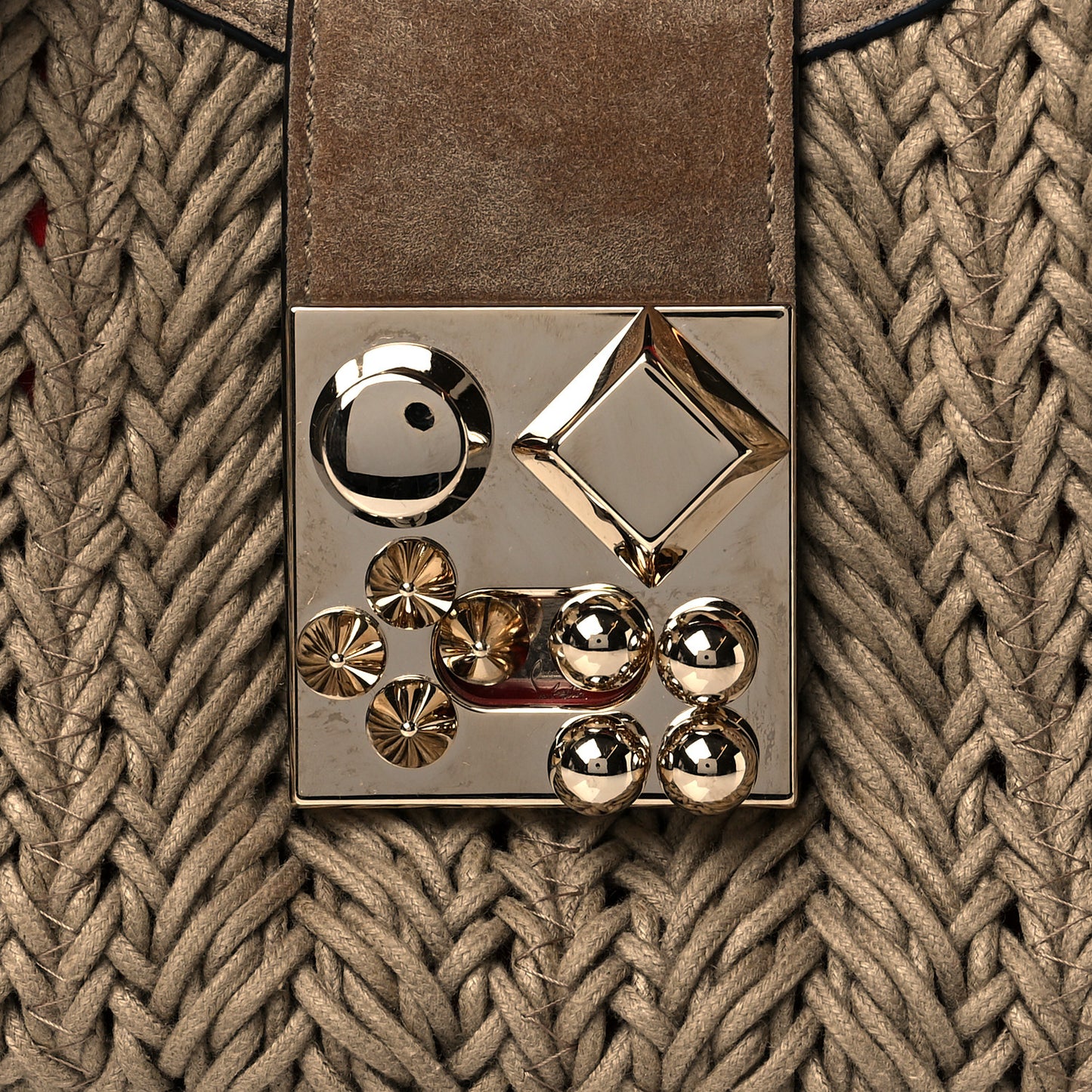 Raffia Suede Carasky Mini Shoulder Bag Crumble Gold