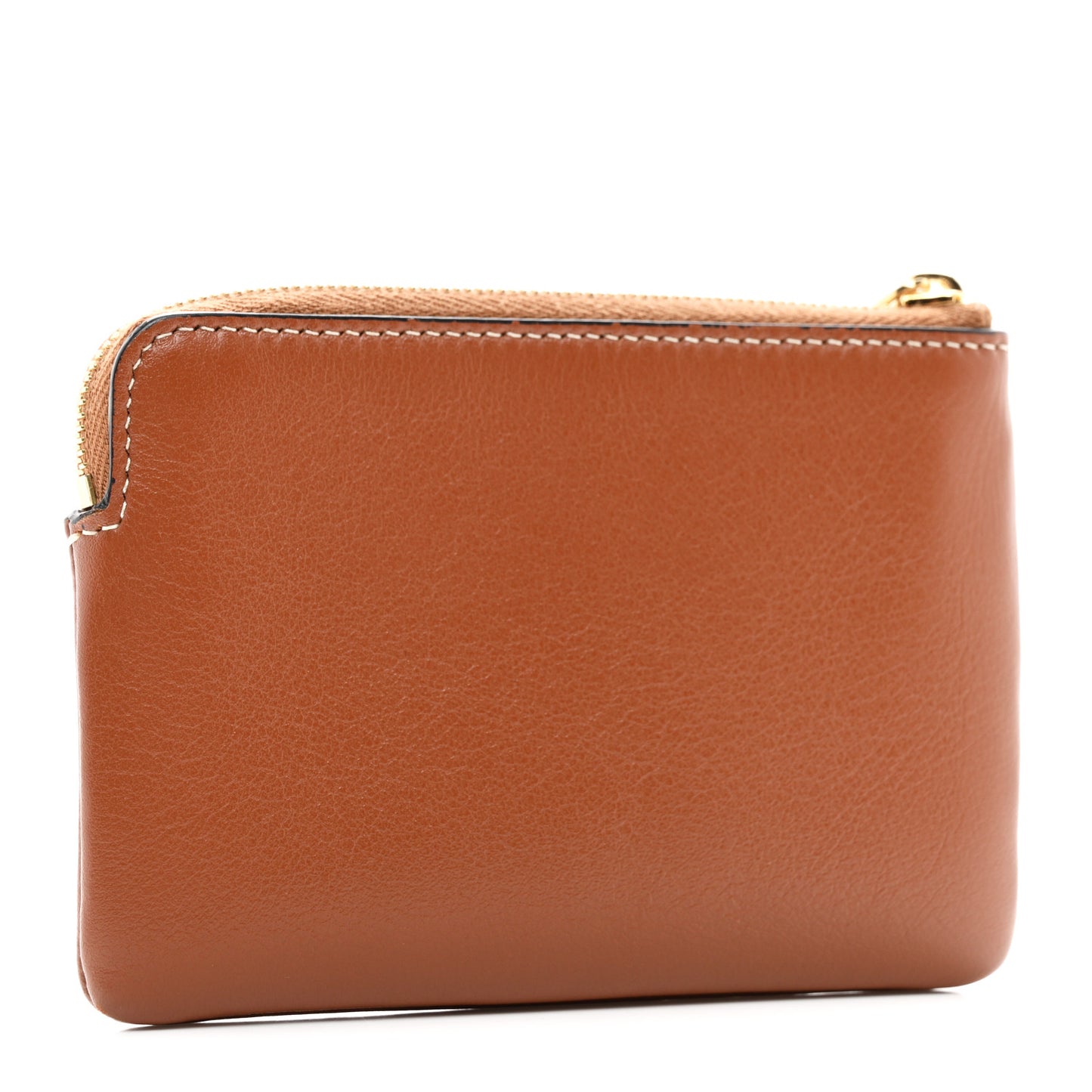 Smooth Calfskin Cuir Triomphe Coin and Card Pouch With Hook Tan