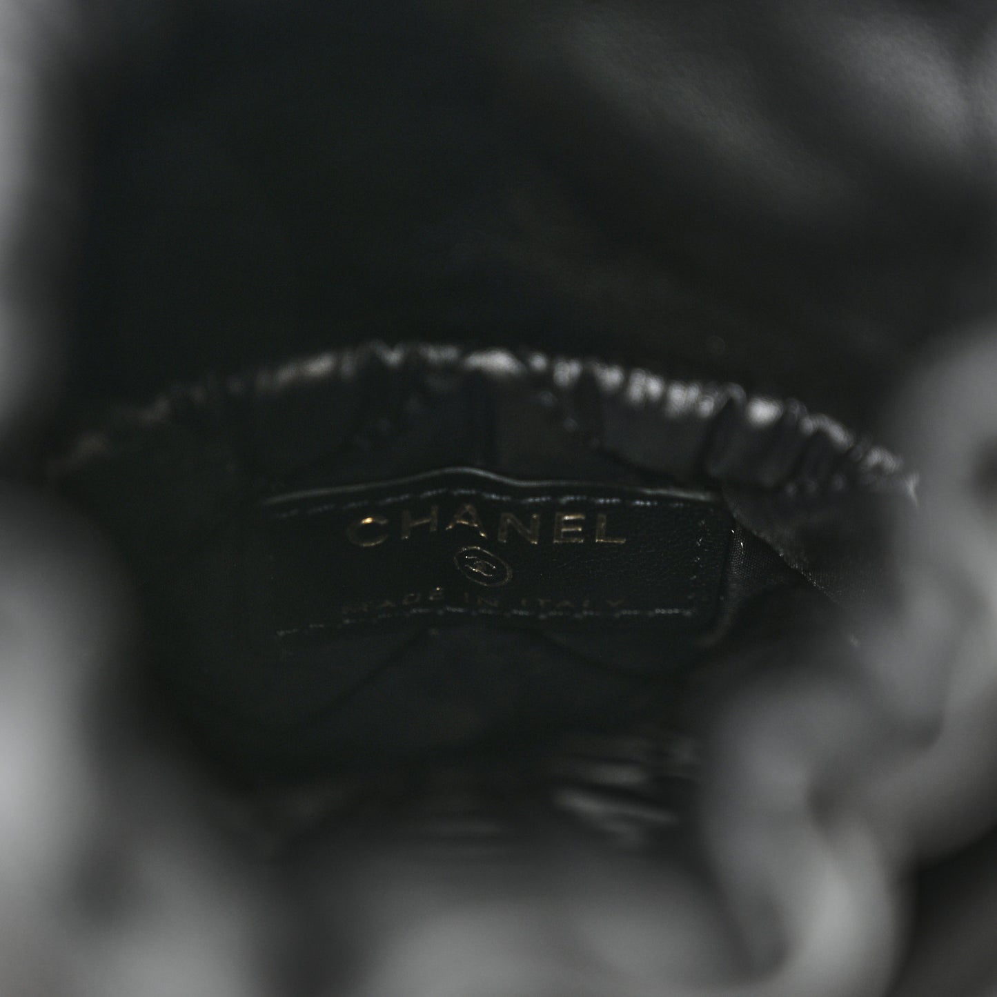 Lambskin Quilted Mini Bucket Bag With Chain Black