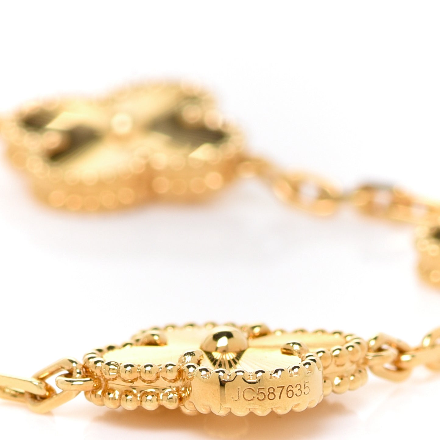 18K Yellow Gold 5 Motifs Guilloche Vintage Alhambra Bracelet