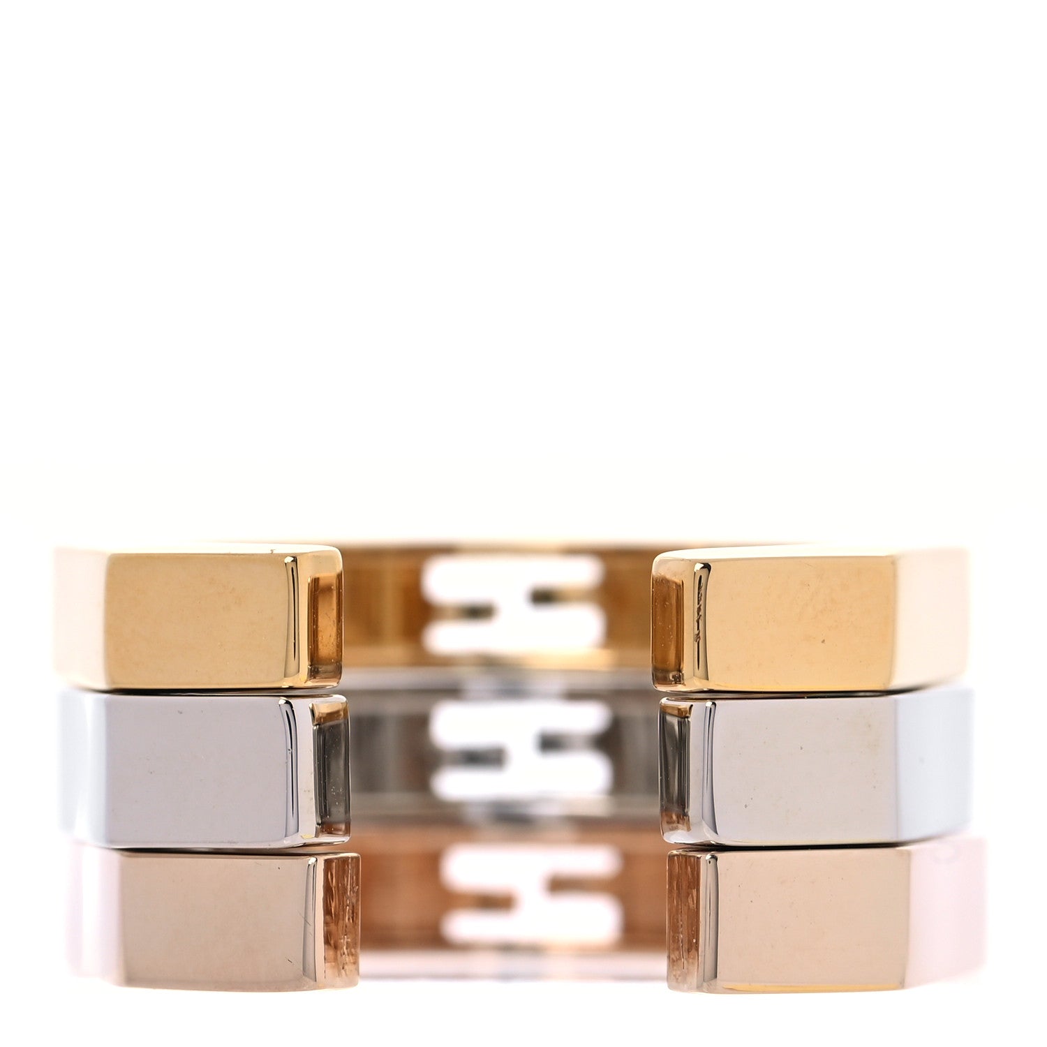 Fendi Metal Trio FF Baguette Ring M Gold Silver Rose Gold 3 of 5
