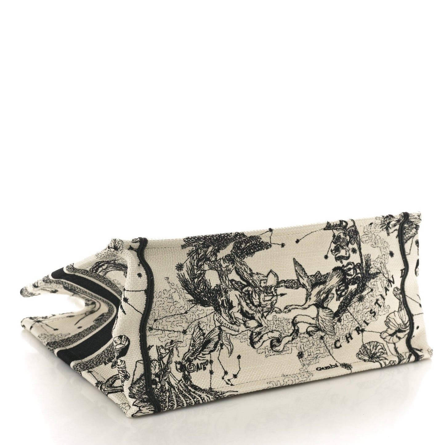 Canvas Zodiac Toile De Jouy Embroidered Medium Book Tote Latte