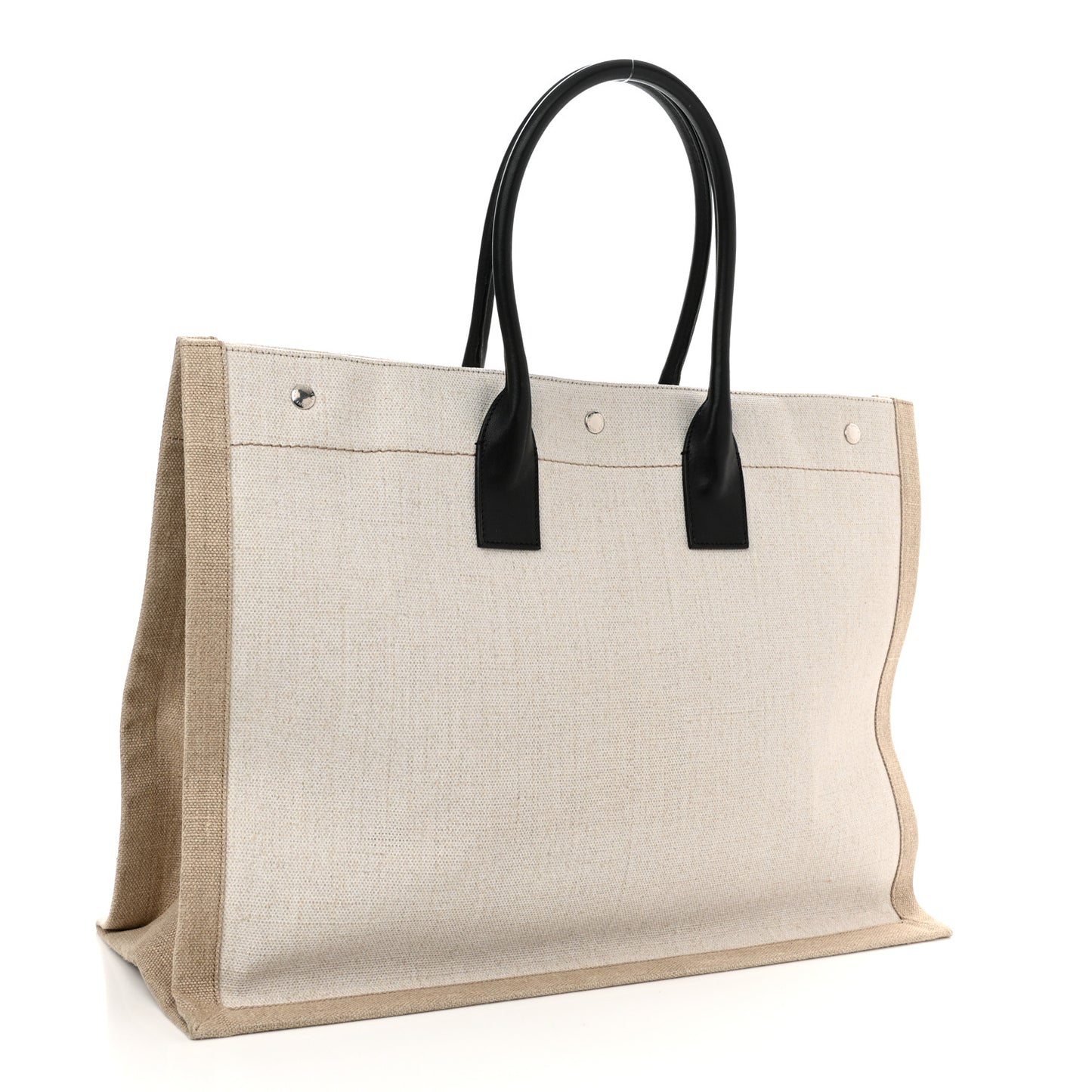 Linen Calfskin Rive Gauche Tote Optic White