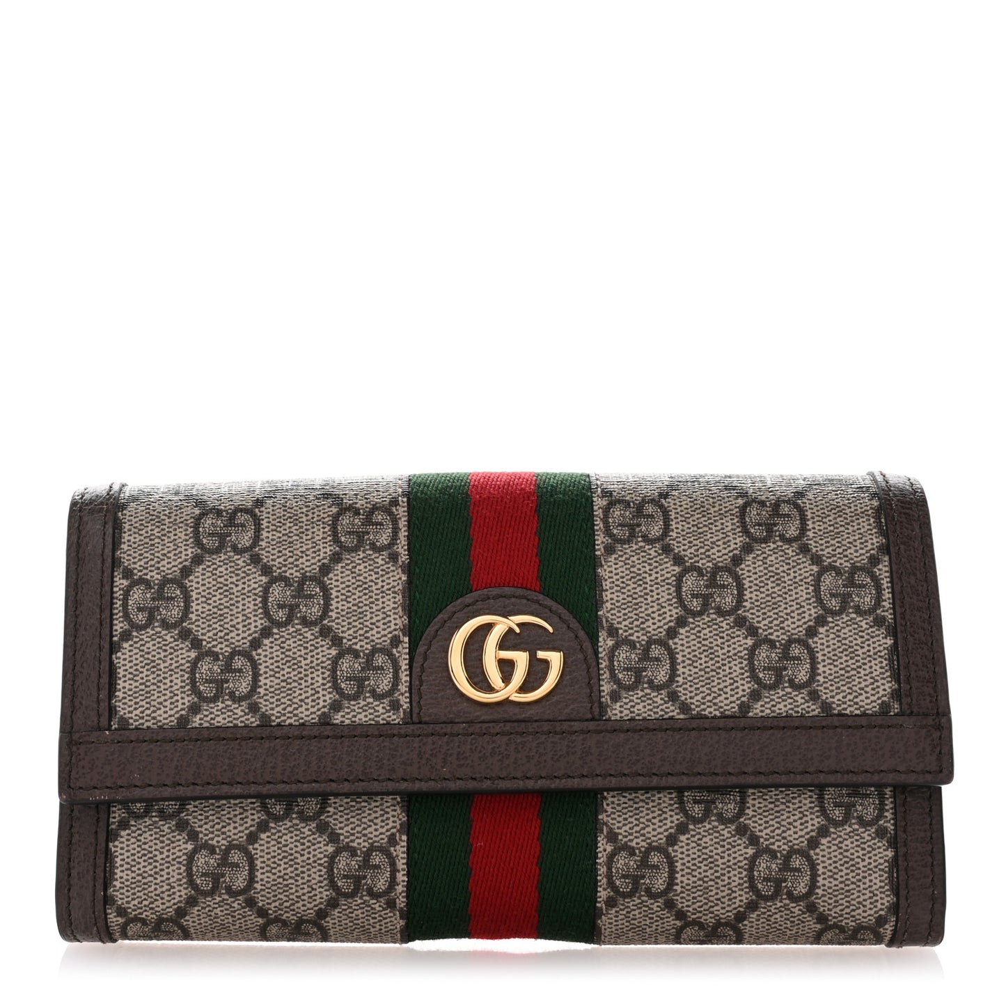 GG Supreme Monogram Web Ophidia Continental Wallet Brown