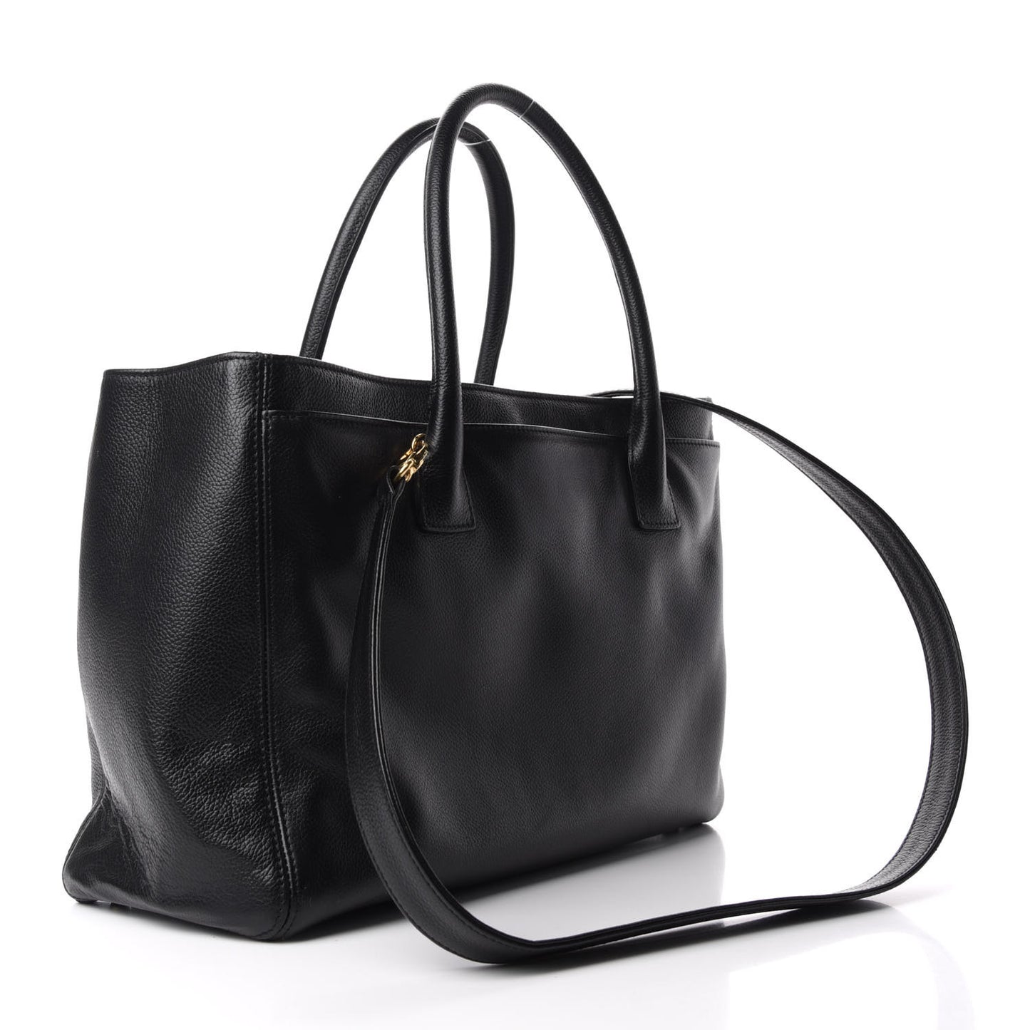 Calfskin Cerf Executive Shopper Tote Black