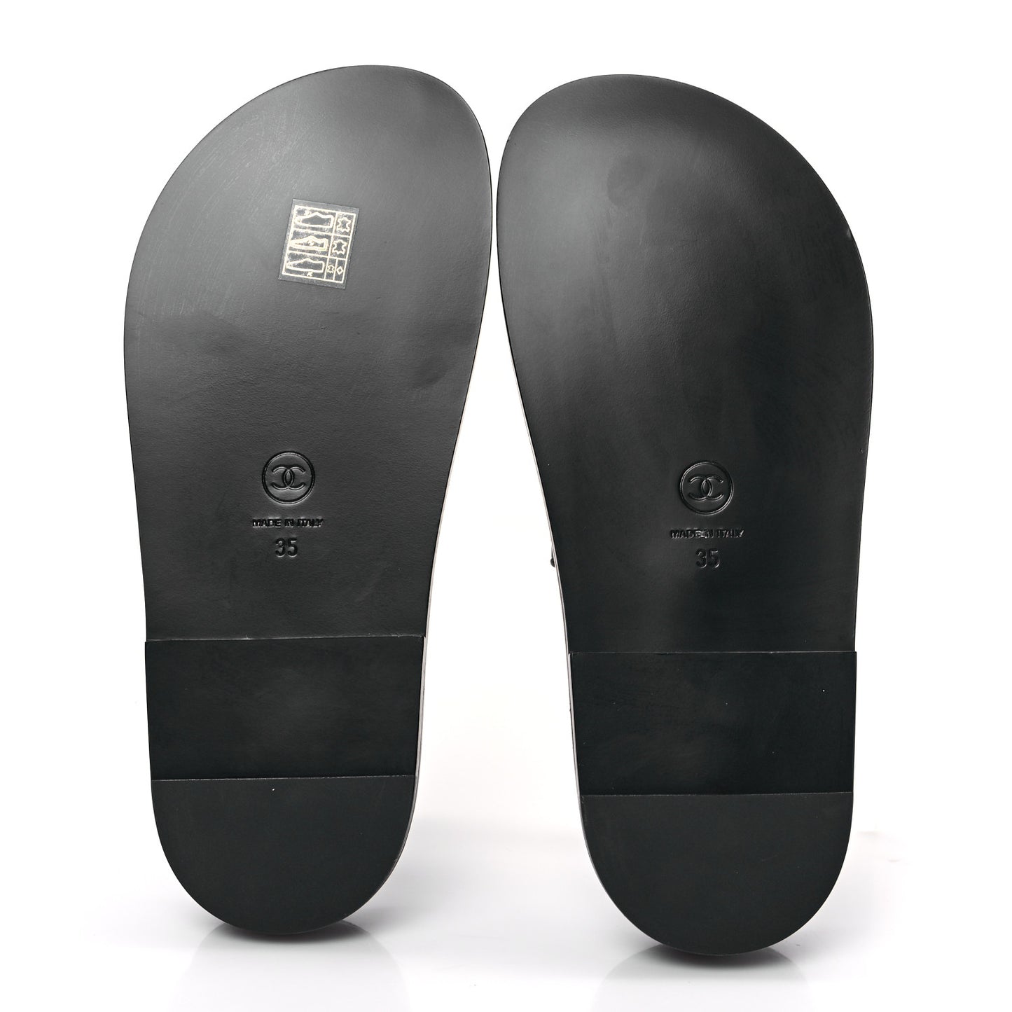 Lambskin Quilted Velcro Dad Chain CC Slide Sandals 35 Black