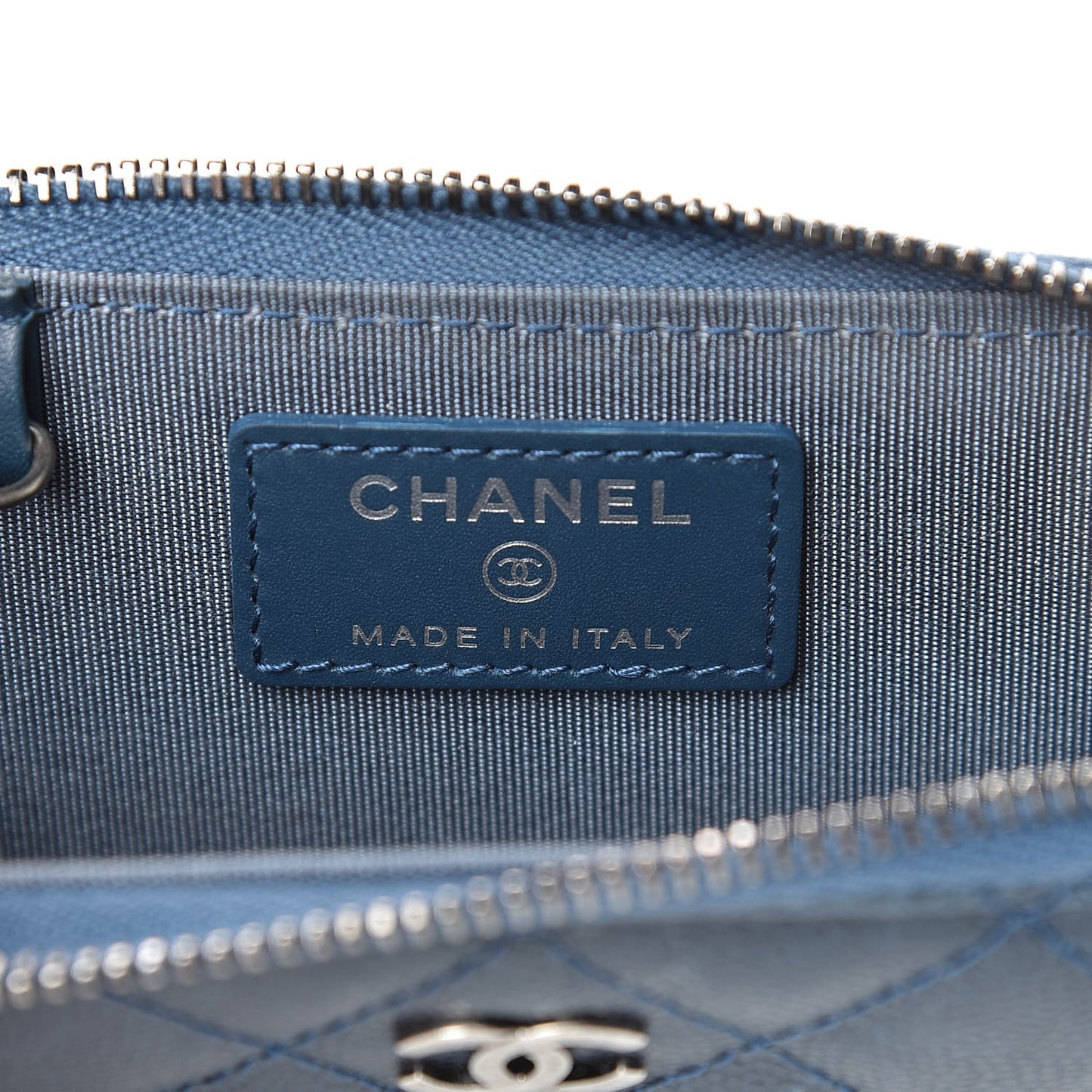 Caviar Quilted Key Holder Case Navy
