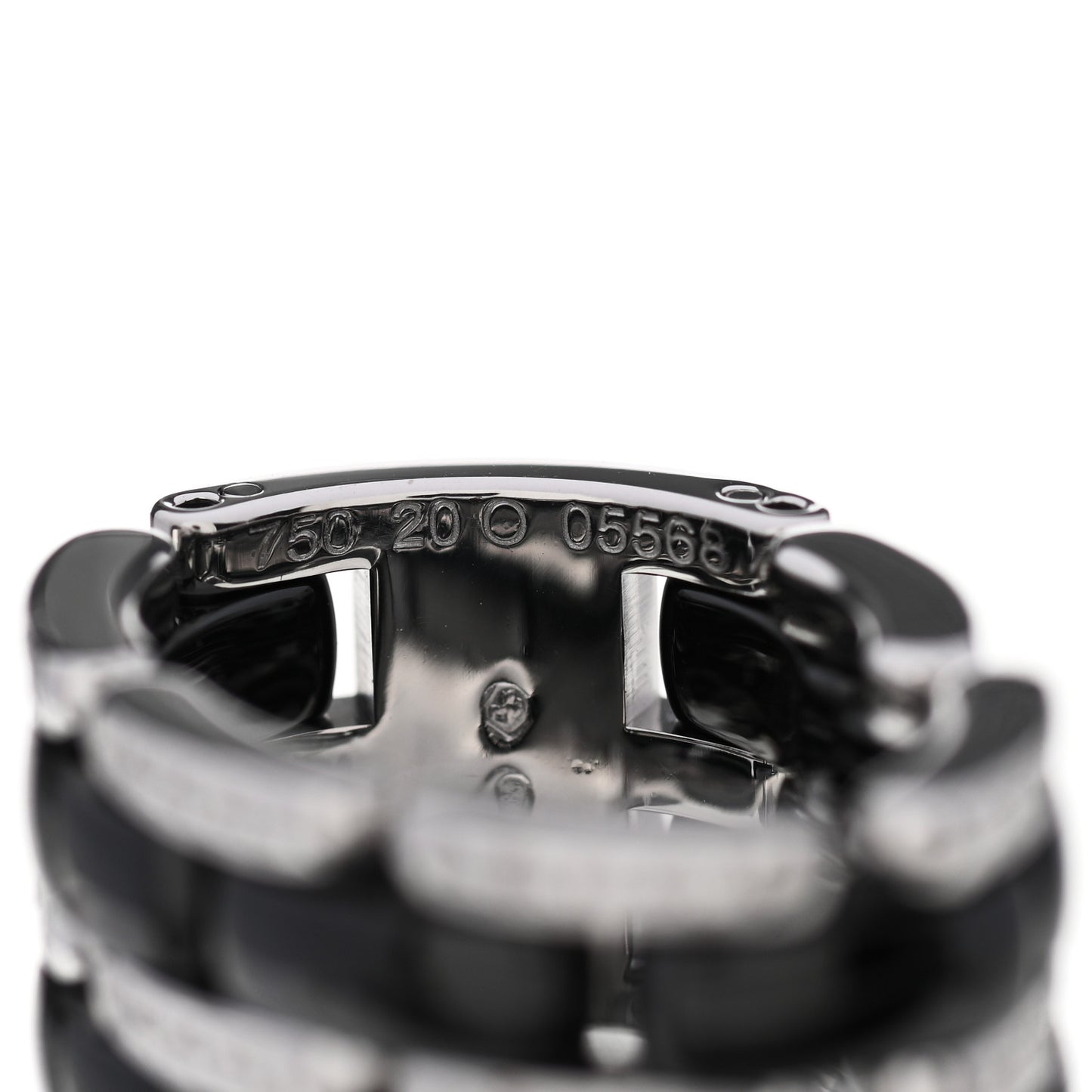 18K White Gold Ceramic Diamond Large Ultra Ring Black 54 6.75