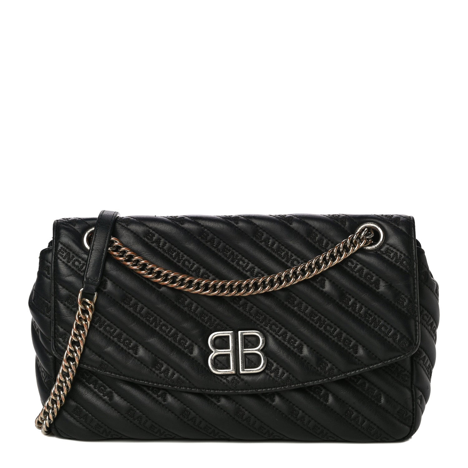 m*a様 BALENCIAGA BBロゴ shoulder bag Balenciaga Calfskin Logo Matelasse M BB Chain Shoulder Bag Black