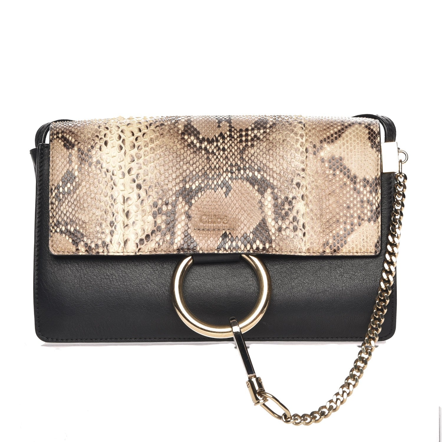 Chloe Python Calfskin Small Faye Shoulder Bag Black 211721 – FASHIONPHILE