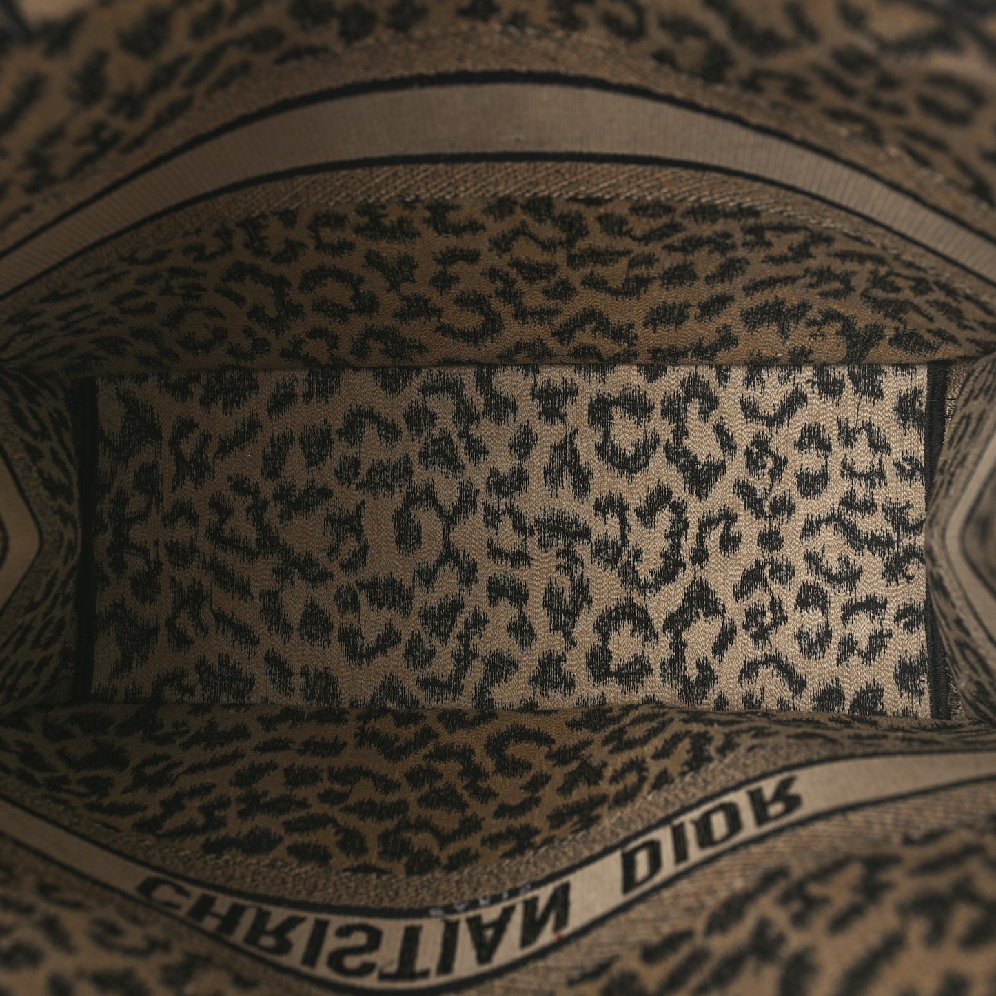 Canvas Mizza Embroidered Large Leopard Book Tote Beige