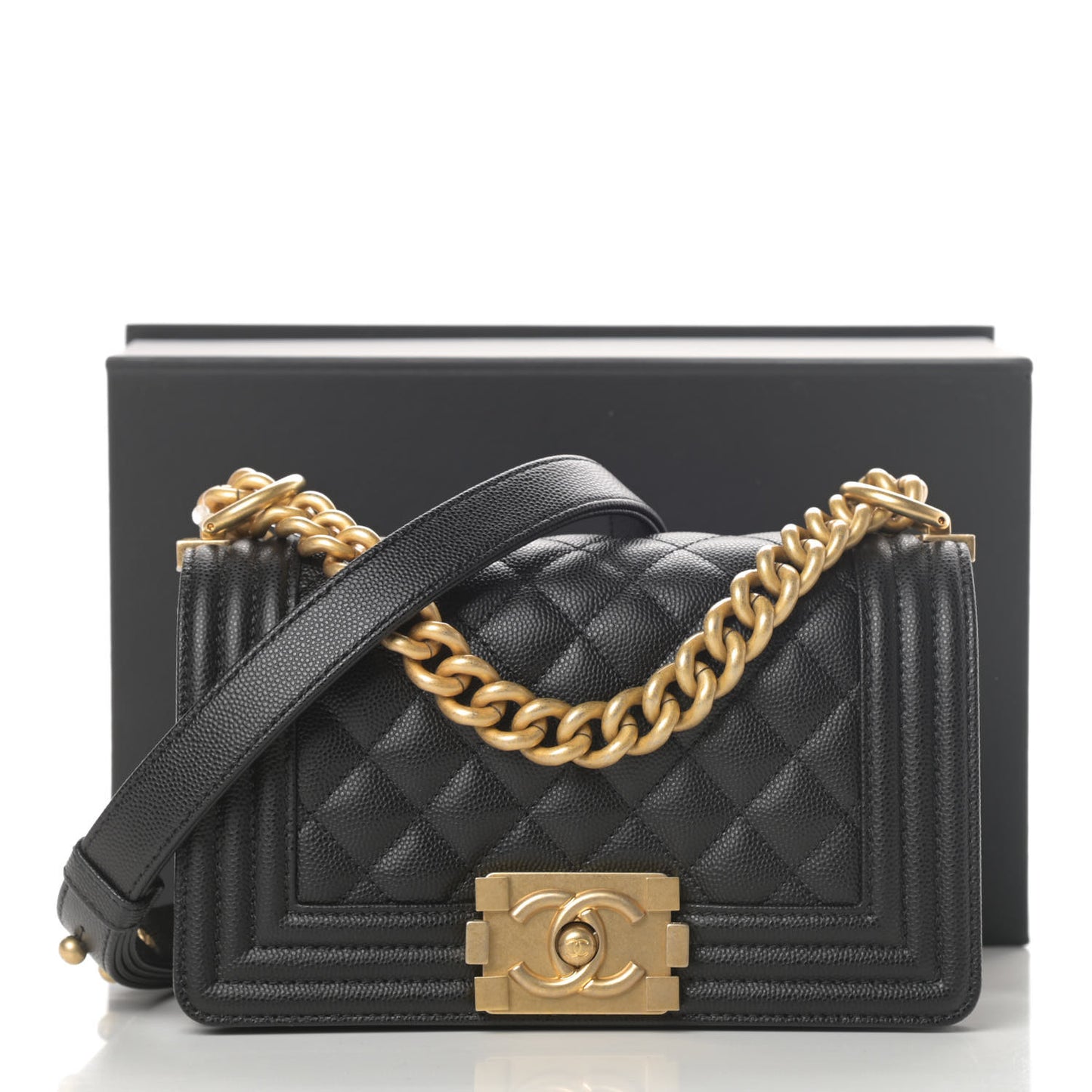 Caviar Quilted Small Boy Flap Black