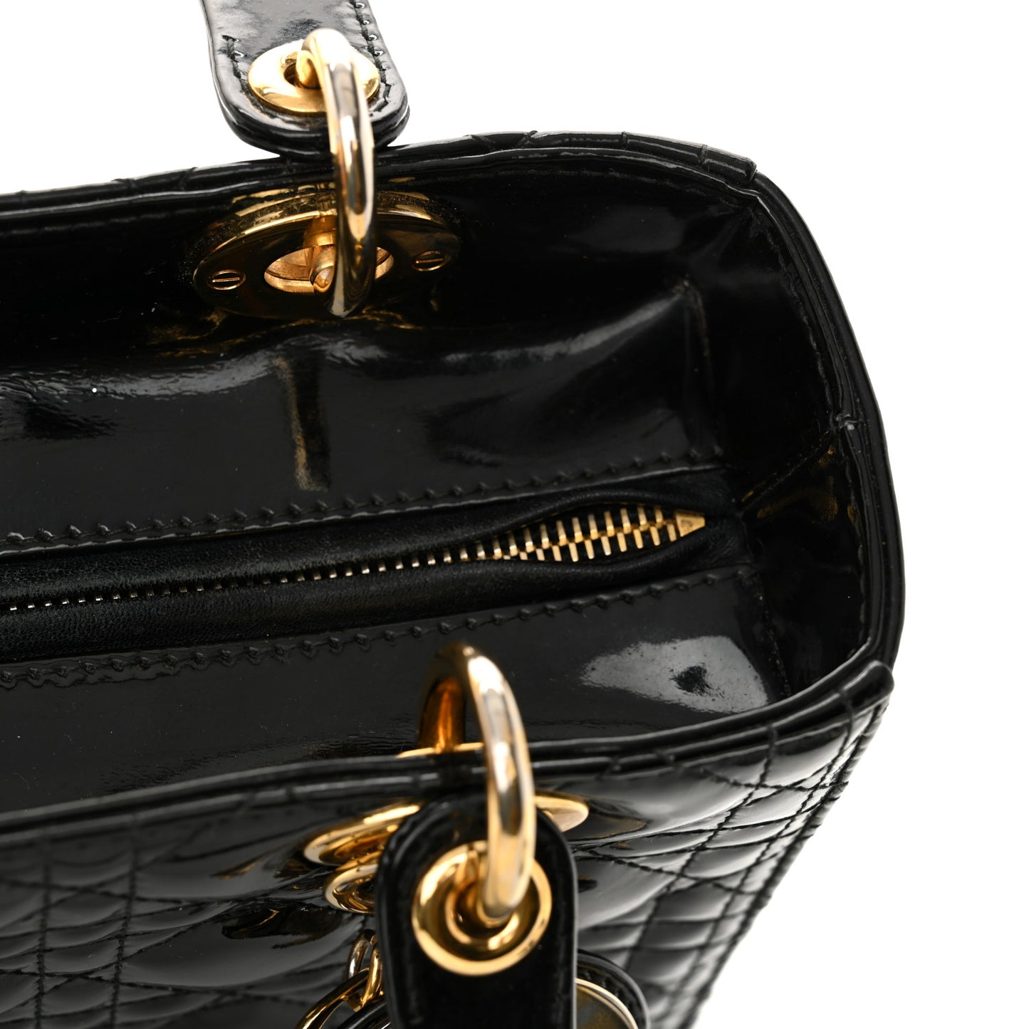 Patent Cannage Medium Lady Dior Black
