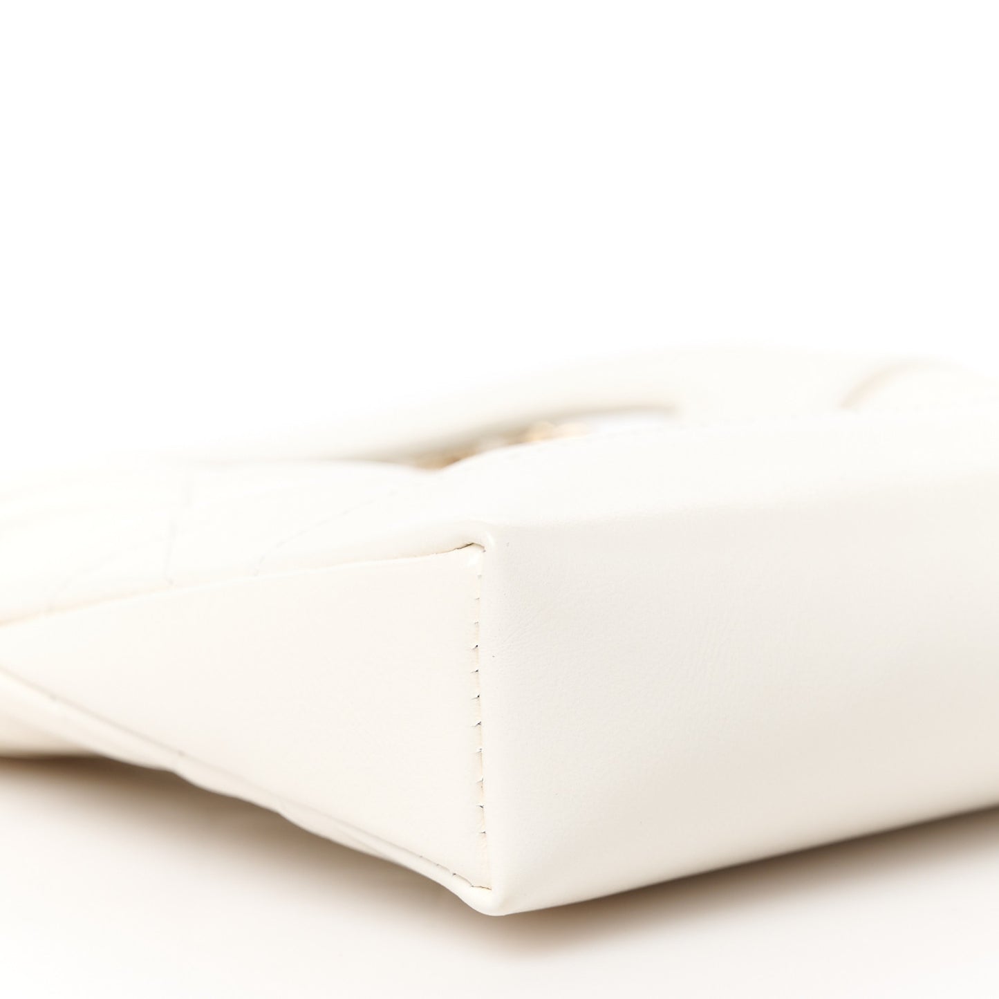 Shiny Lambskin Quilted Nano 31 Shopping Bag White
