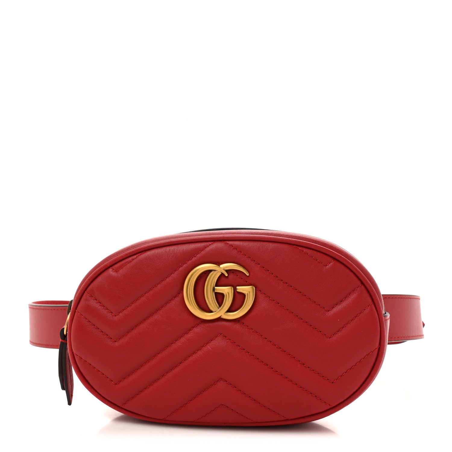 GUCCI / ウエストバッグ/--/RED/752102 Gucci Calfskin Matelasse GG Marmont Belt Bag 85 34 Hibiscus Red