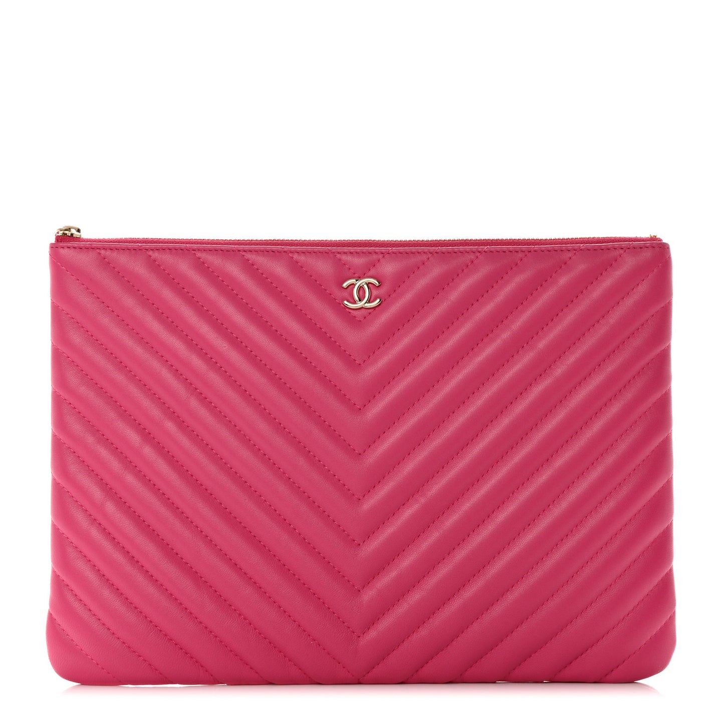 Lambskin Chevron Quilted Medium Cosmetic Case Pink