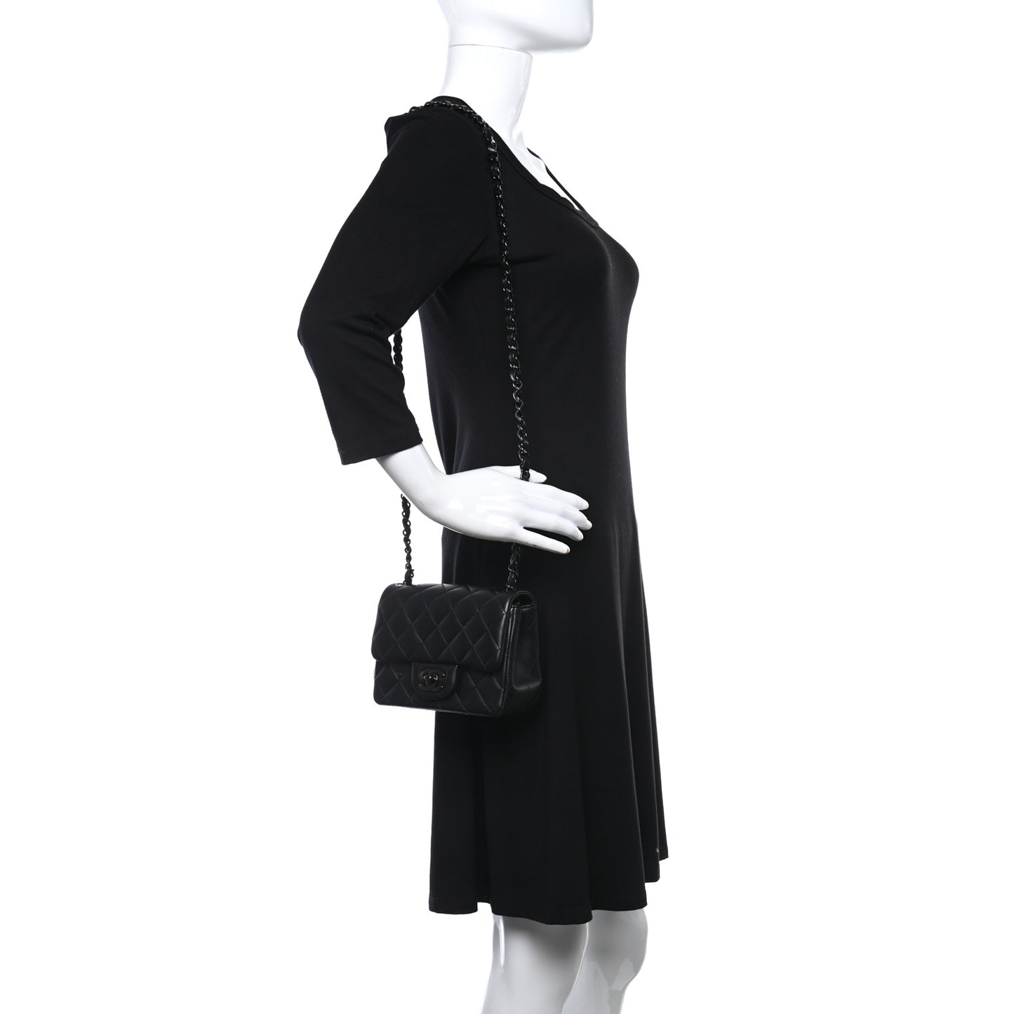 Lambskin Quilted Mini Square Flap So Black