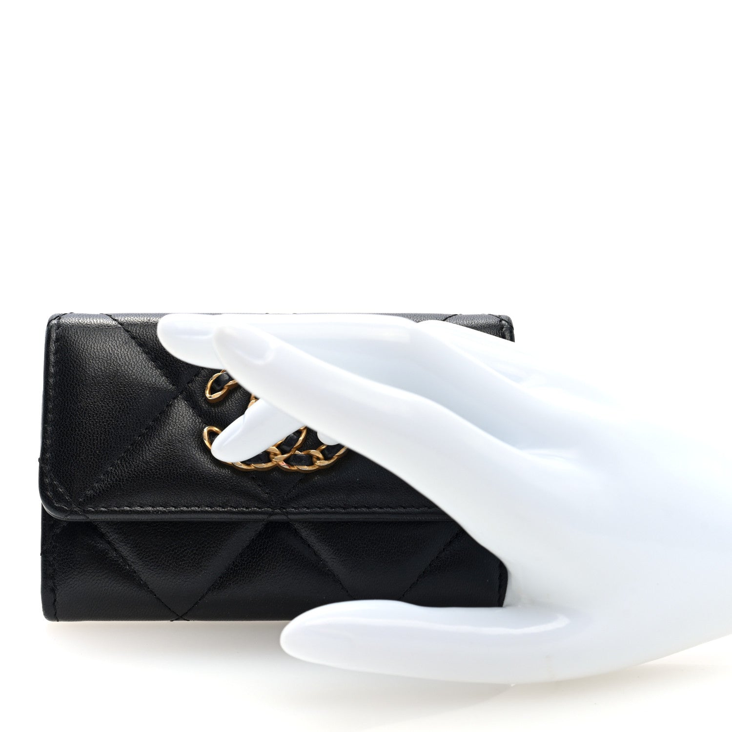 Chanel Lambskin Quilted Chanel 19 Flap Card Holder Black 2 of 8