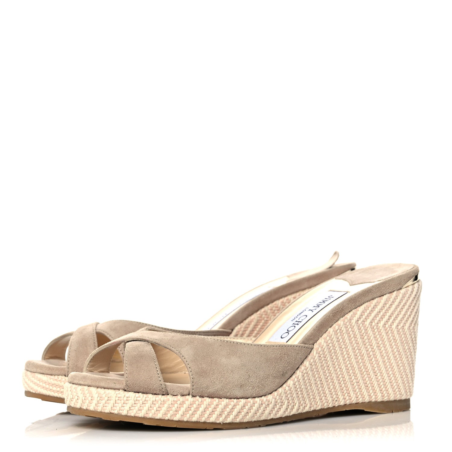 Jimmy Choo Suede Wedge Sandals 37.5 Pale Pink 3 of 8