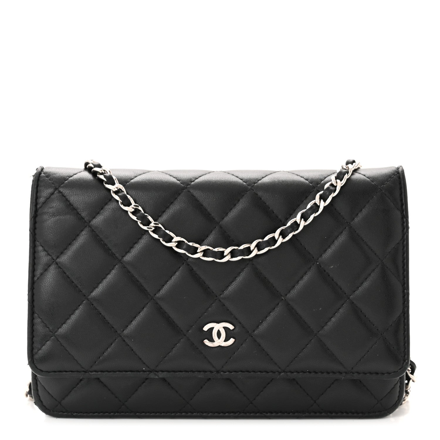 Chanel Lambskin Quilted Wallet On Chain WOC Black 1 of 12