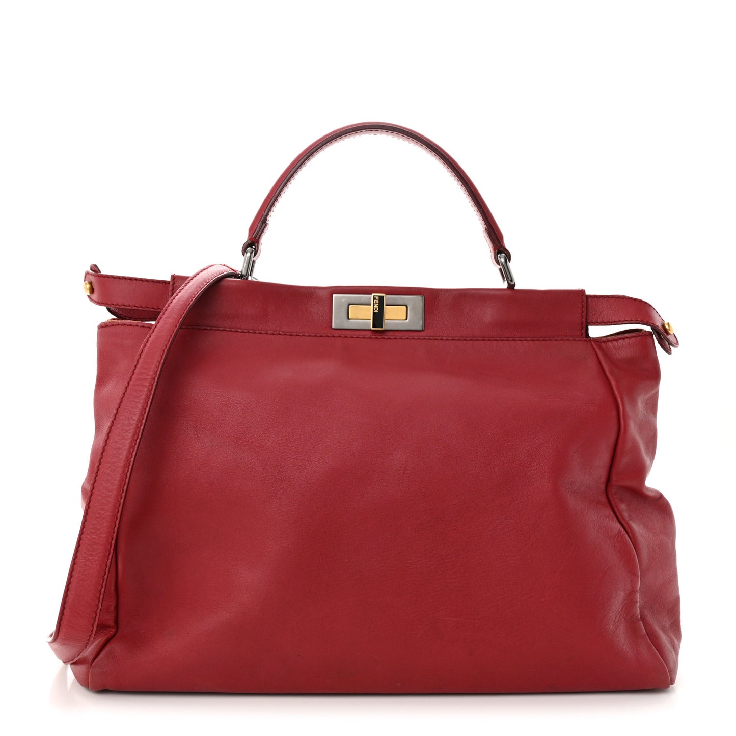 Vitello Suede Large Peekaboo Iconic Satchel Rubino Peonia