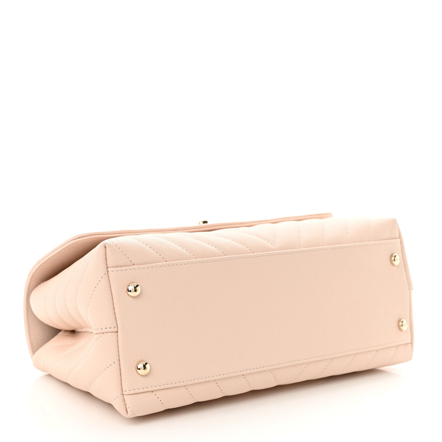 Lizard Embossed Caviar Chevron Quilted Small Coco Handle Flap Beige