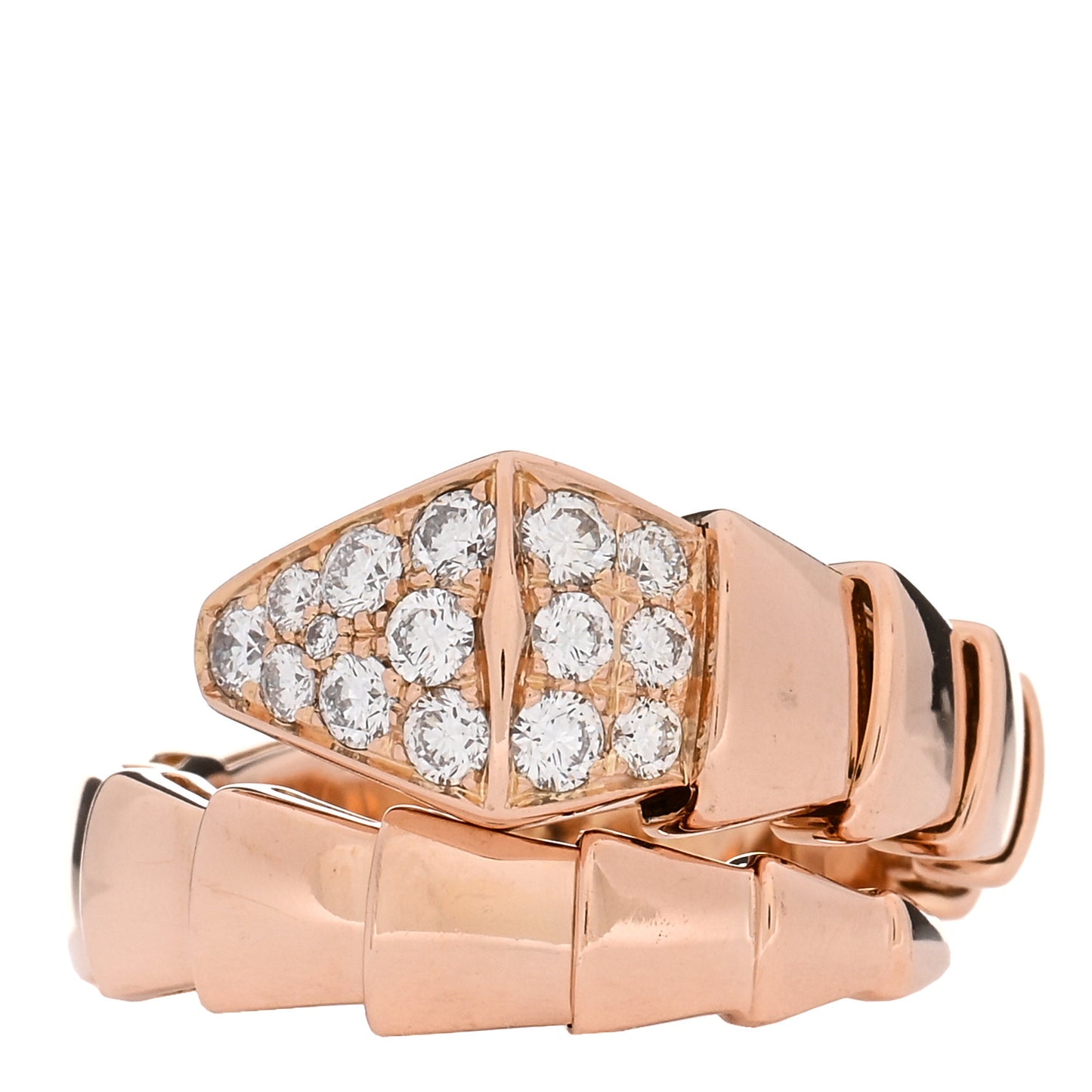 18K Rose Gold Diamond Serpenti Viper Ring M