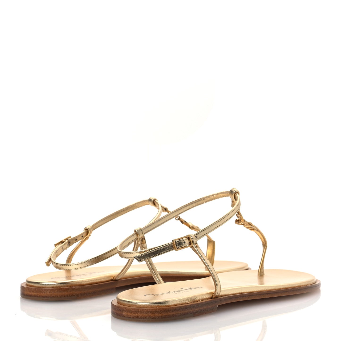 Laminated Calfskin C'est Dior Sandals 37.5 Light Gold