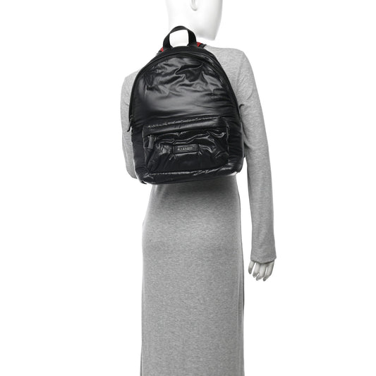 Padded Nylon Small Backpack Black Red