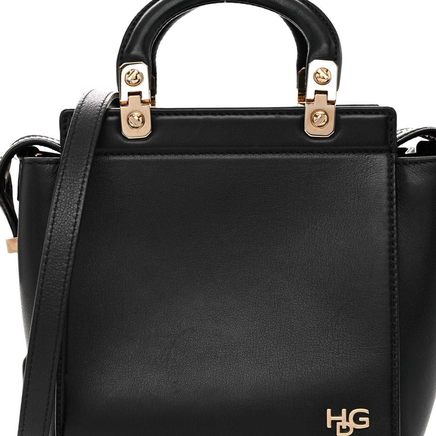 Calfskin Mini HDG Top Handle Crossbody Bag Black