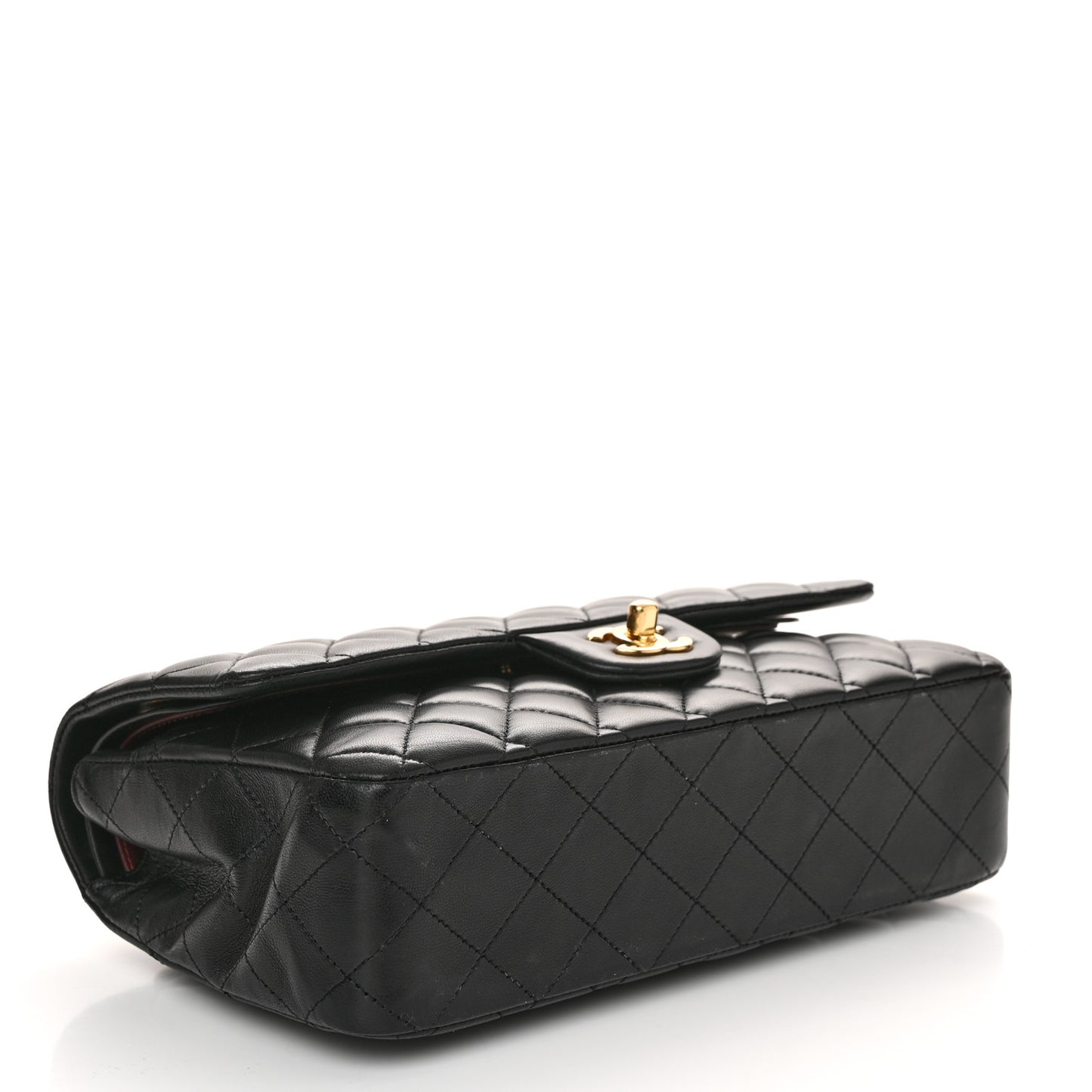 Lambskin Quilted Medium Double Flap Black