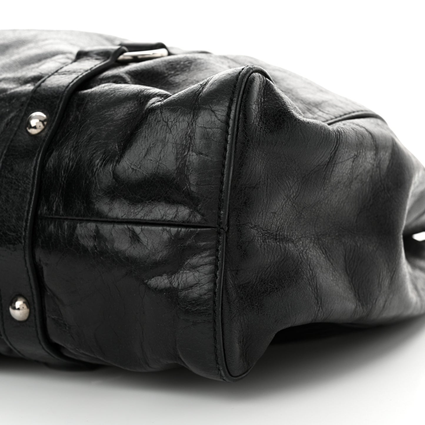 Vitello Lux Gathered Tote Black