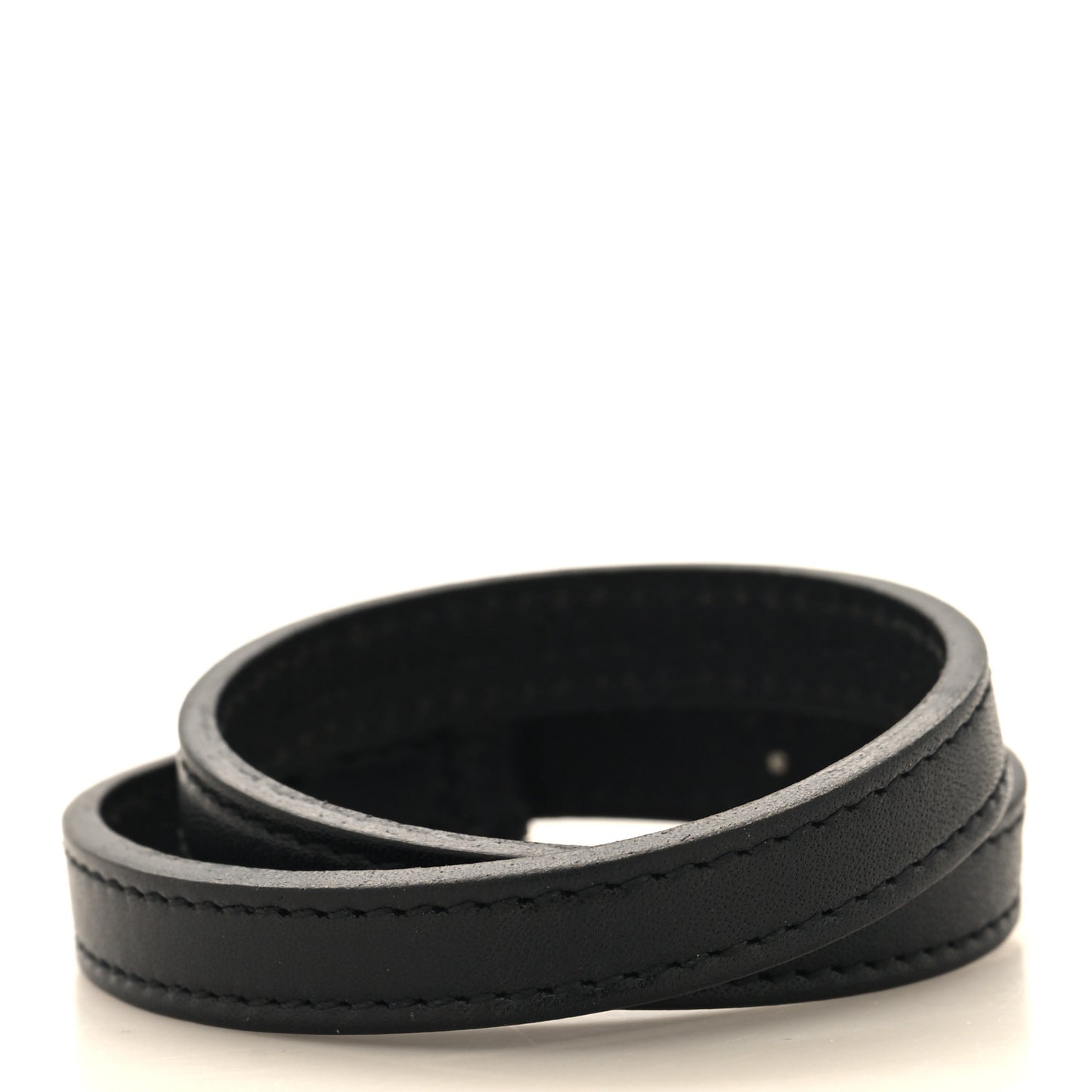 Leather Lucky Bone Double Wrap Bracelet Black