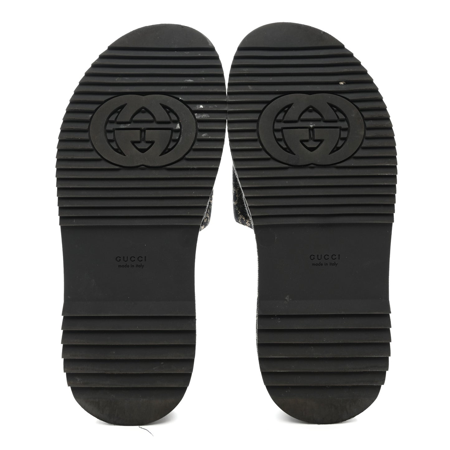 Jacquard Black Denim GG Monogram Angelina Platform 55mm Slide Sandals 38 Black Ivory