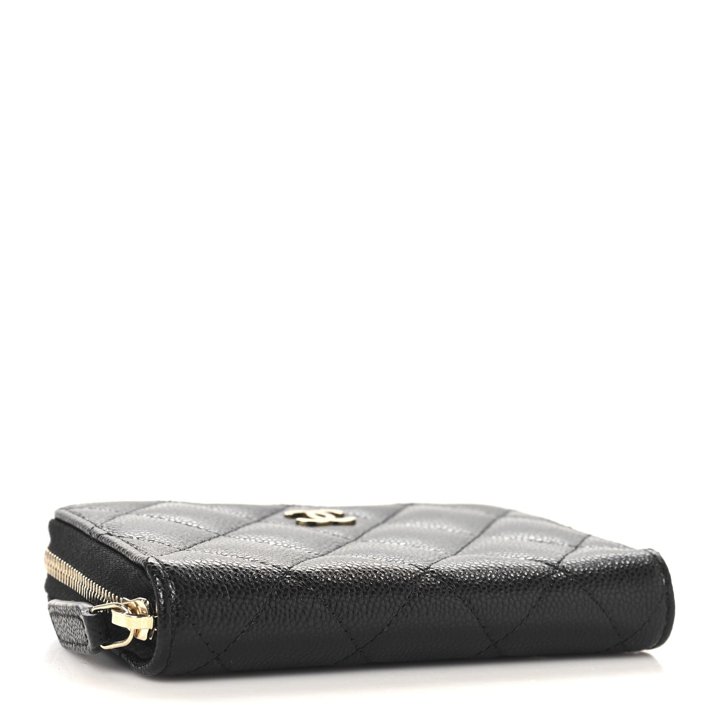 Caviar Quilted Zip Coin Purse Black