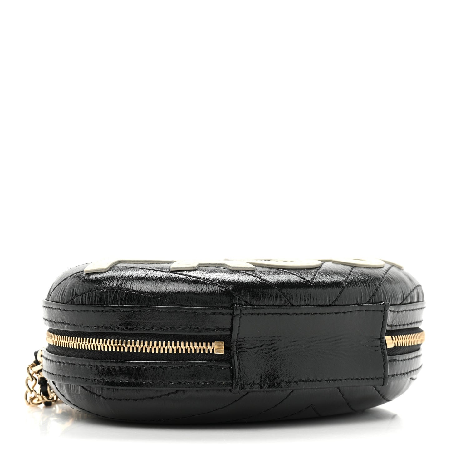 Lambskin Embroidered Chevron Quilted La Pausa Tassel Clutch Black