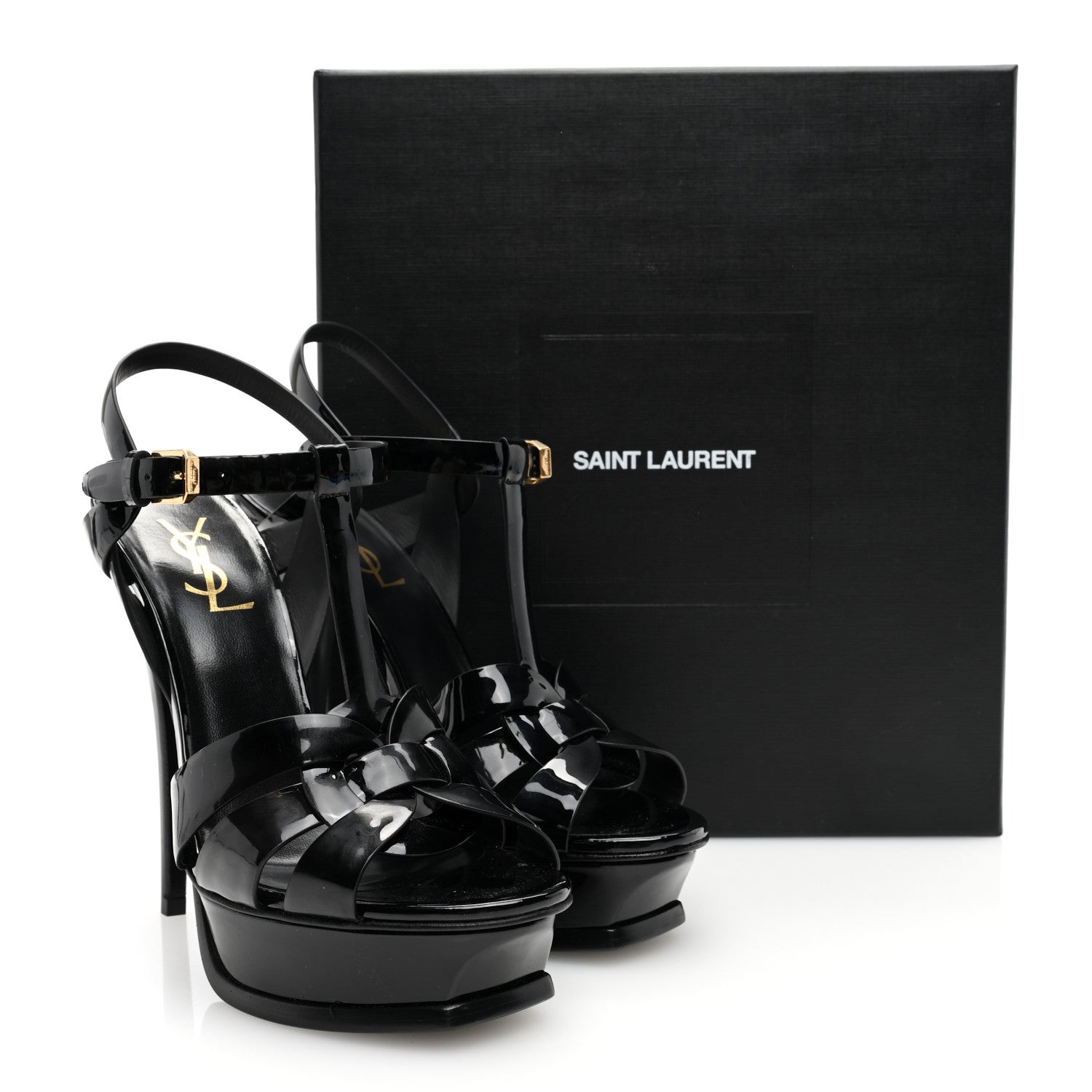 Saint Laurent Patent Tribute 105 Platform Sandals 38 Black 7 of 7