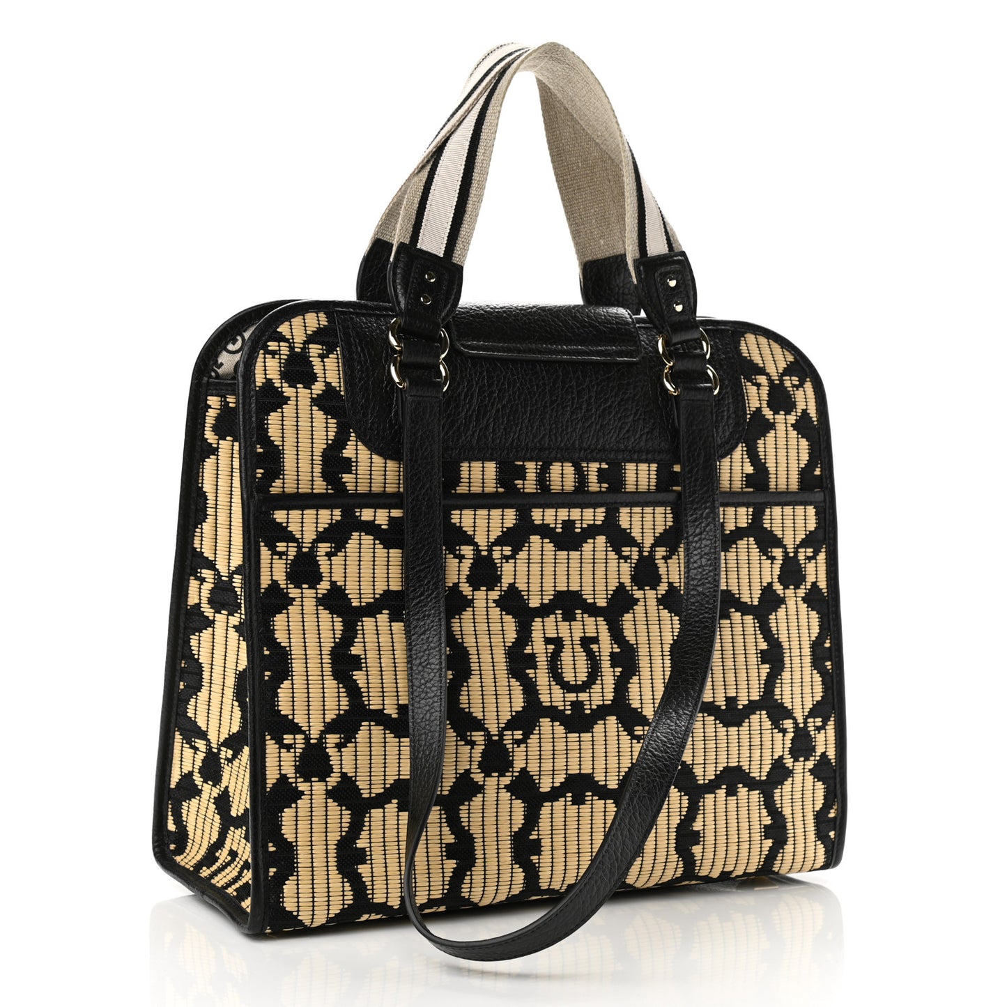 Raffia Project Safari Iconic Tote Black Natural