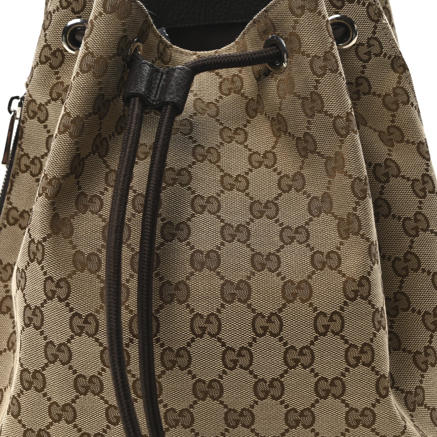 Monogram Dollar Calfskin O Drawstring Backpack Beige Ebony Testa di Moro Dark Chocolate