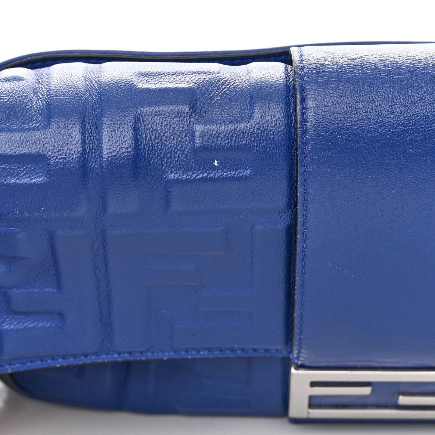 Nappa FF 1974 Embossed Belt Baguette Bag Blue Neon
