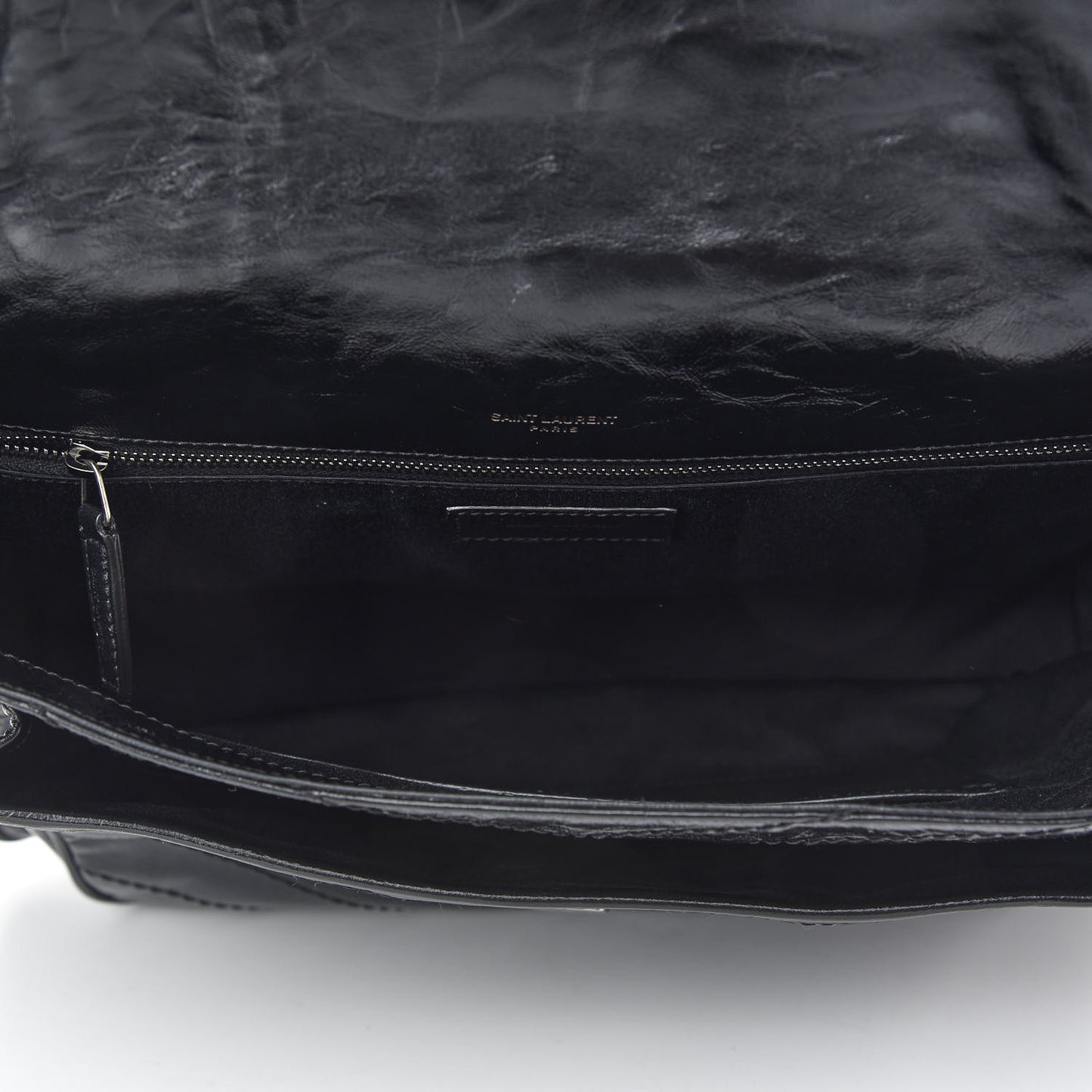 Crinkled Calfskin Matelasse Monogram Large Niki Chain Satchel Black