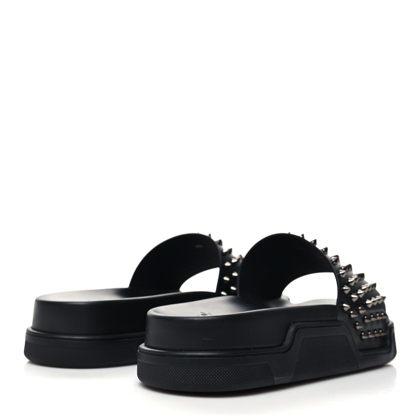 Calfskin Studded Mens Pool Fun Platform Flat Slide Sandals 45 Black