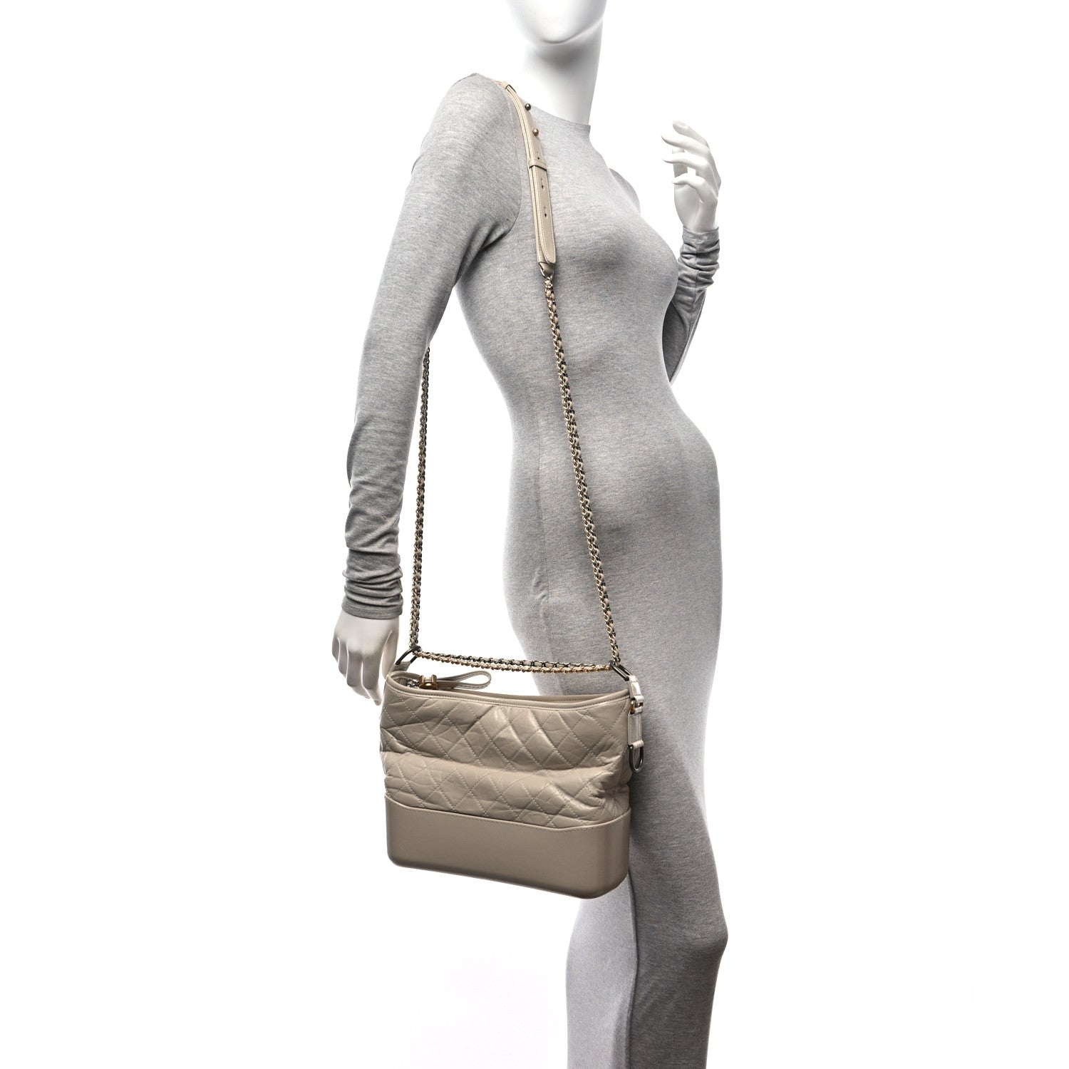 Chanel Aged Calfskin Quilted Medium Gabrielle Hobo Beige 2 of 10