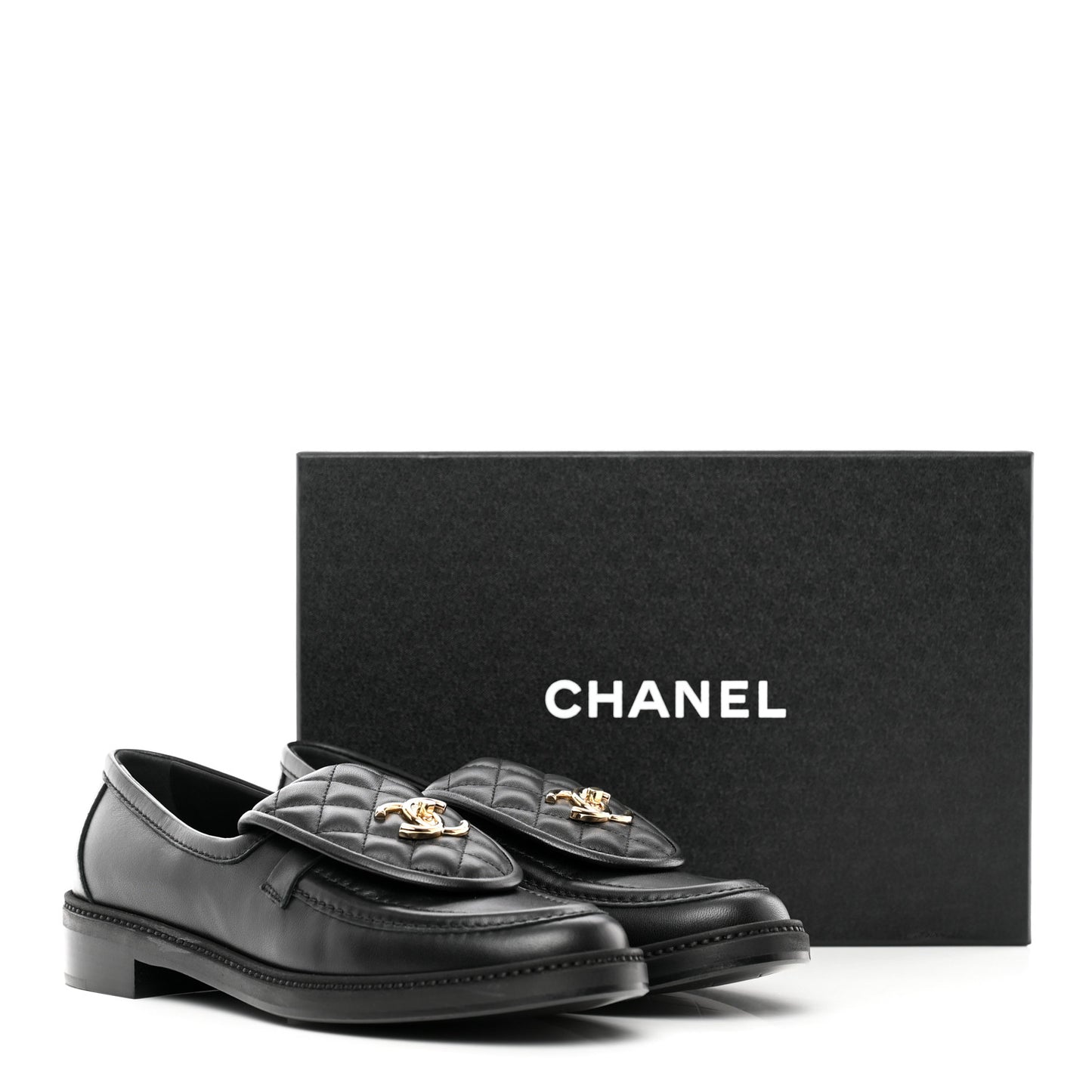 Lambskin Quilted CC Turnlock Loafers 41 Black