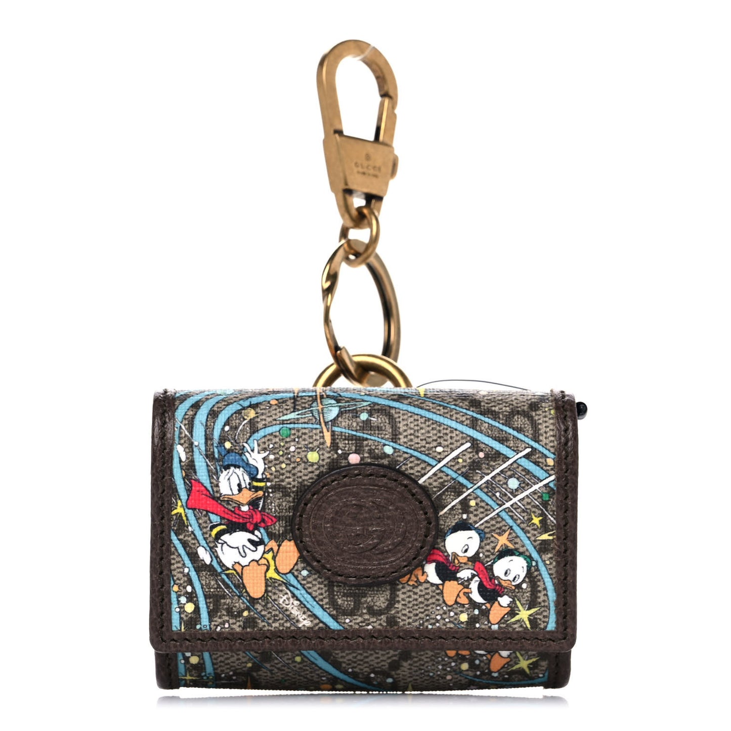 X DISNEY GG Supreme Monogram Donald Duck Interlocking G Key Pouch Beige Multicolor New Acero