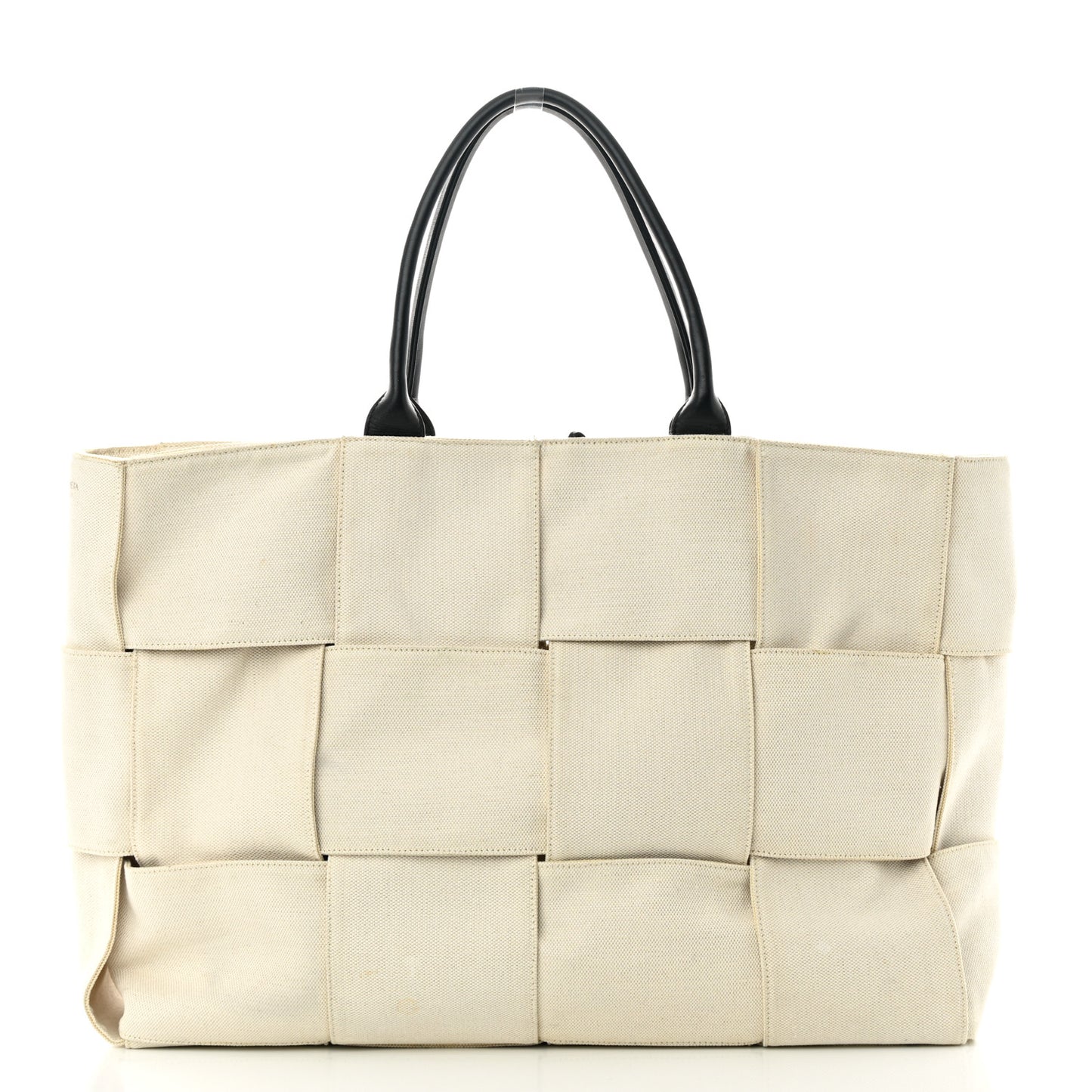 Canvas Intrecciato Large Arco Tote Beige Black