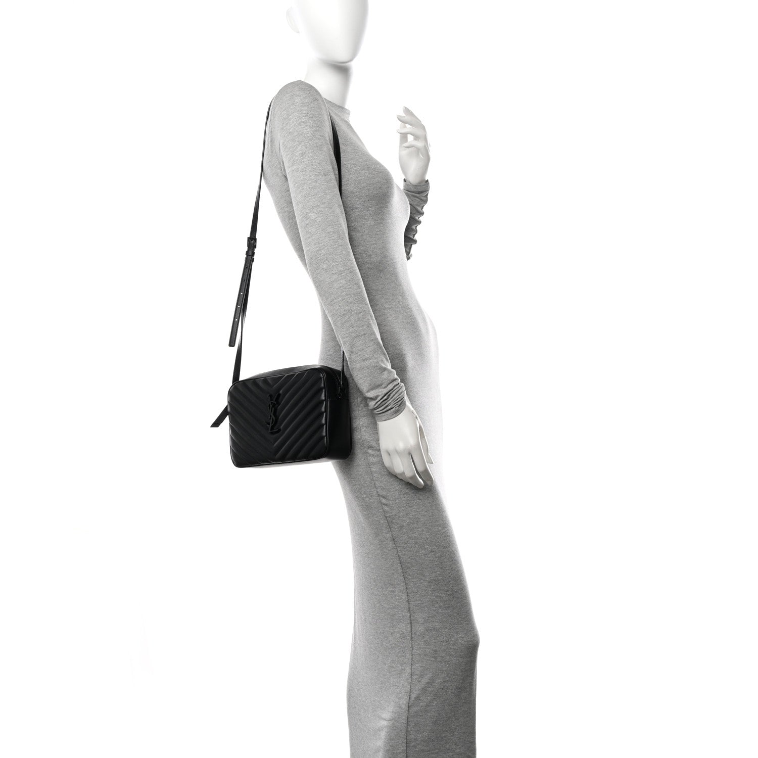 Saint Laurent Calfskin Matelasse Monogram Monochrome Lou Camera Bag Black 2 of 10