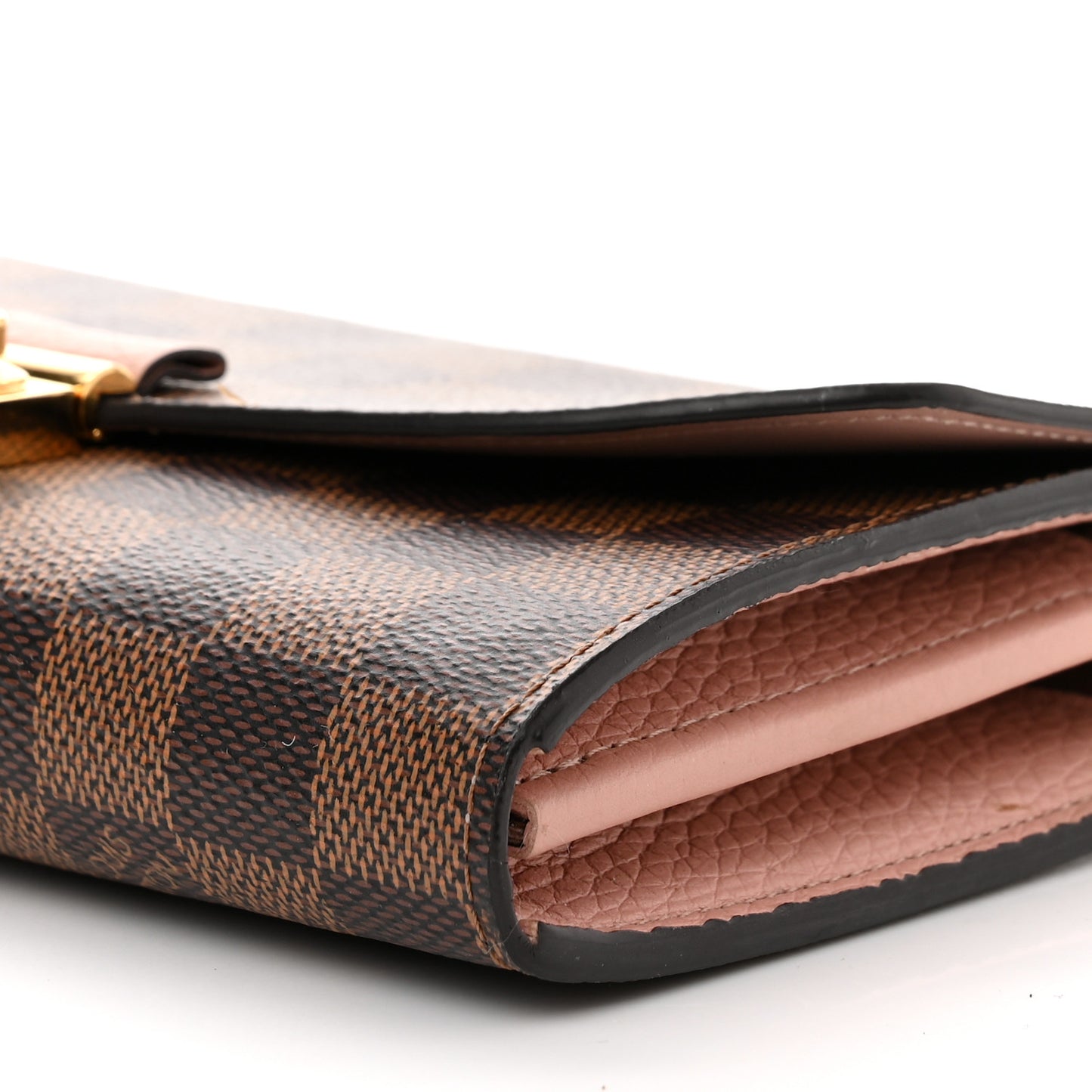 Damier Ebene Croisette Chain Wallet Rose Ballerine
