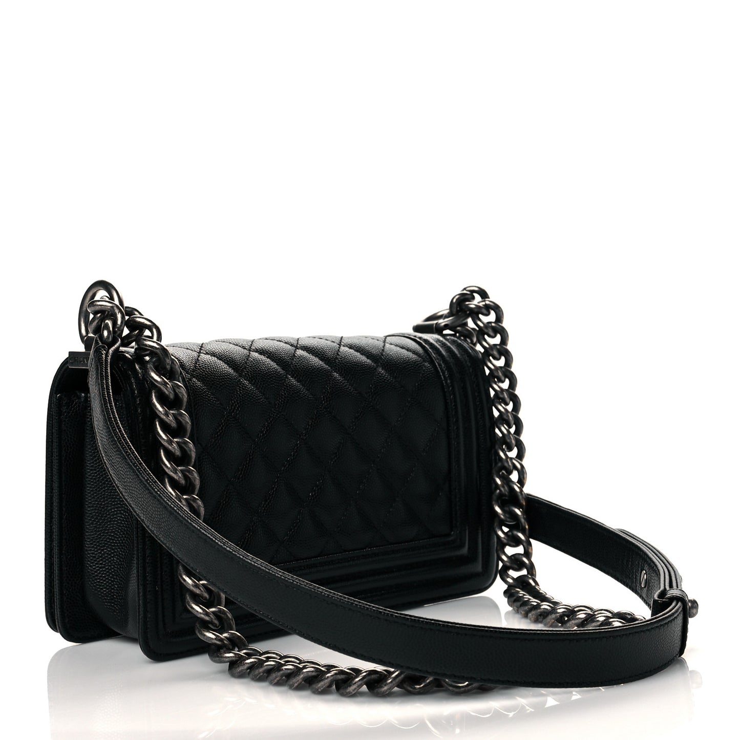 Caviar Quilted Small Boy Flap Black